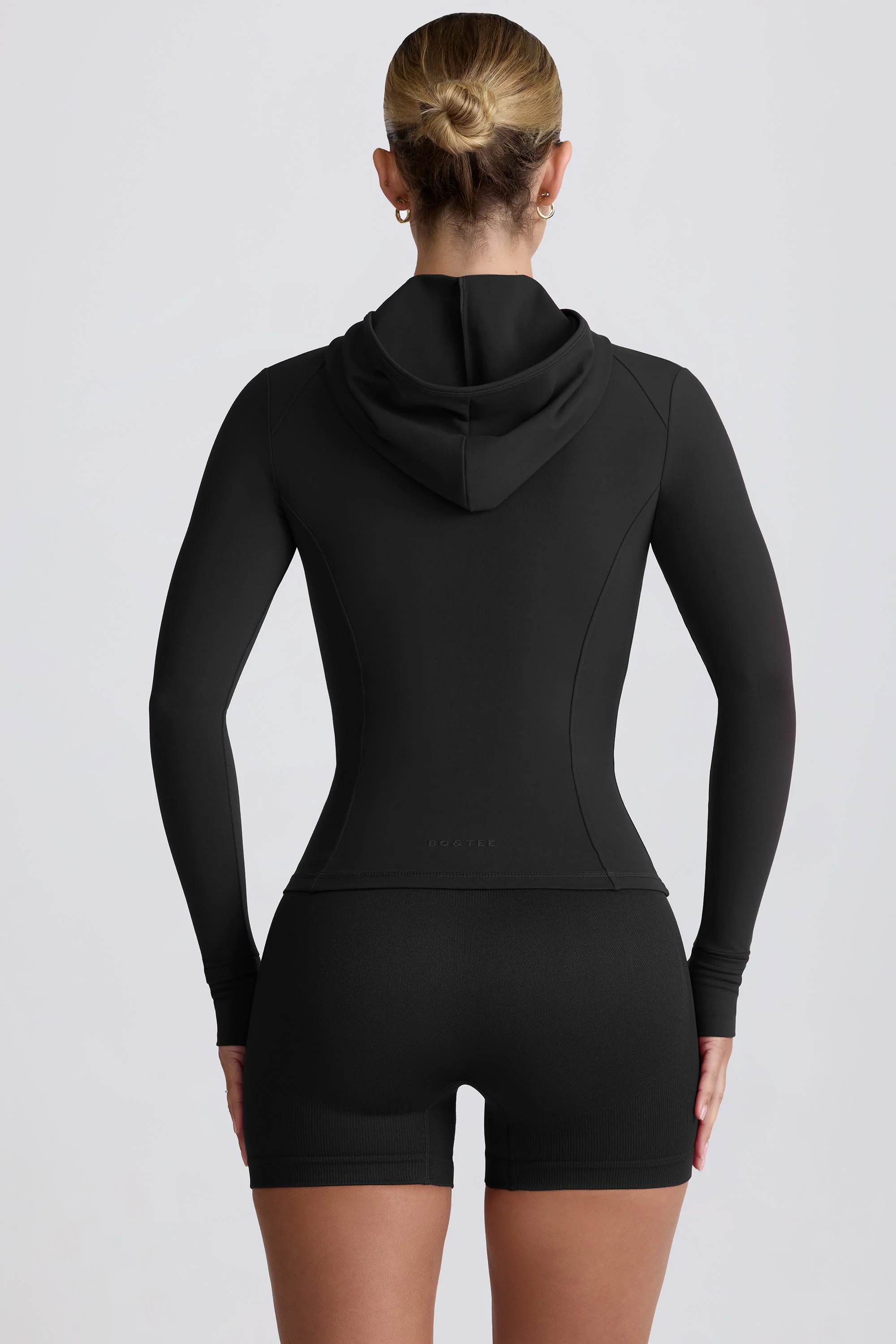 Soft Active Hooded Mid-Layer Jacket in Black