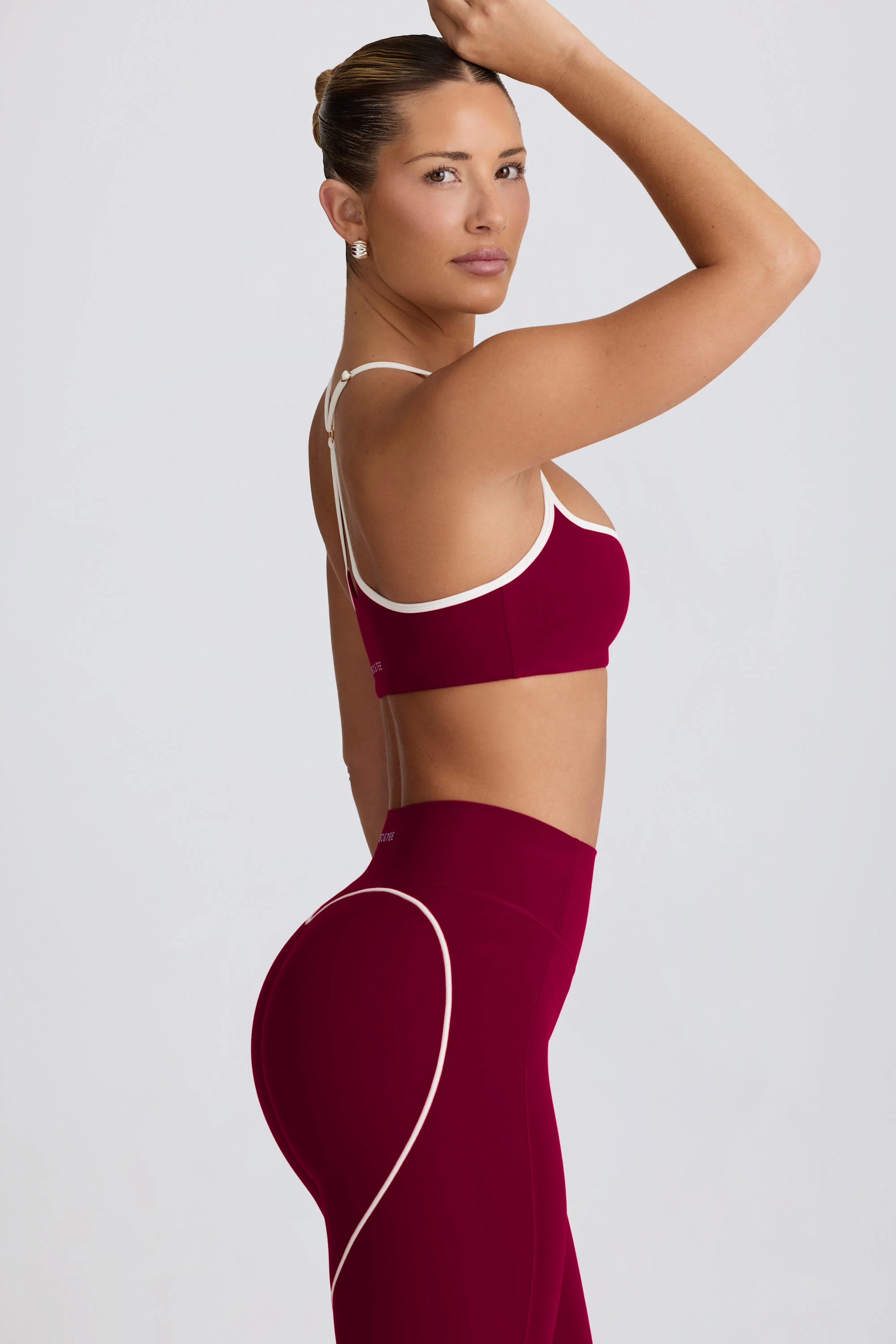 Soft Active Sweetheart-Neck Sports Bra in Burgundy