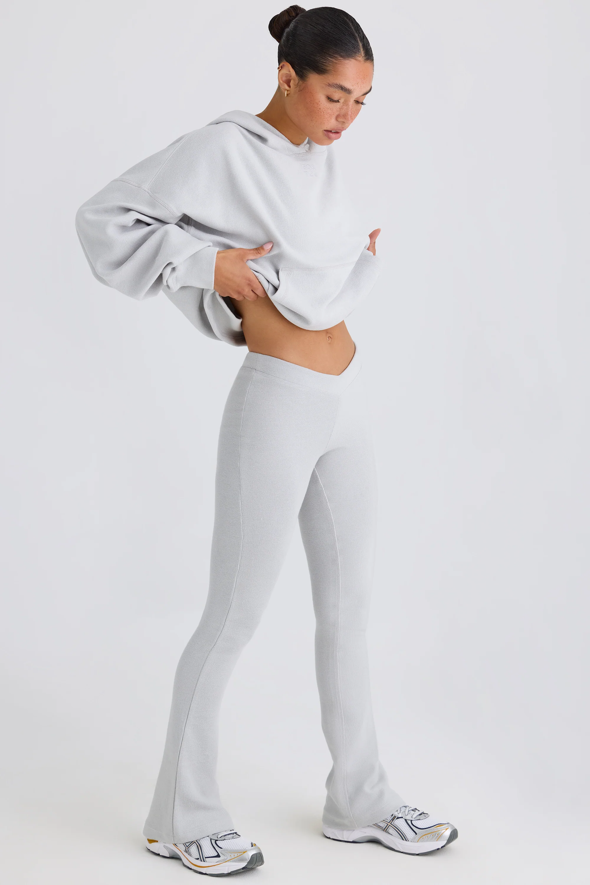 Petite Flared Trousers in Pacific Grey