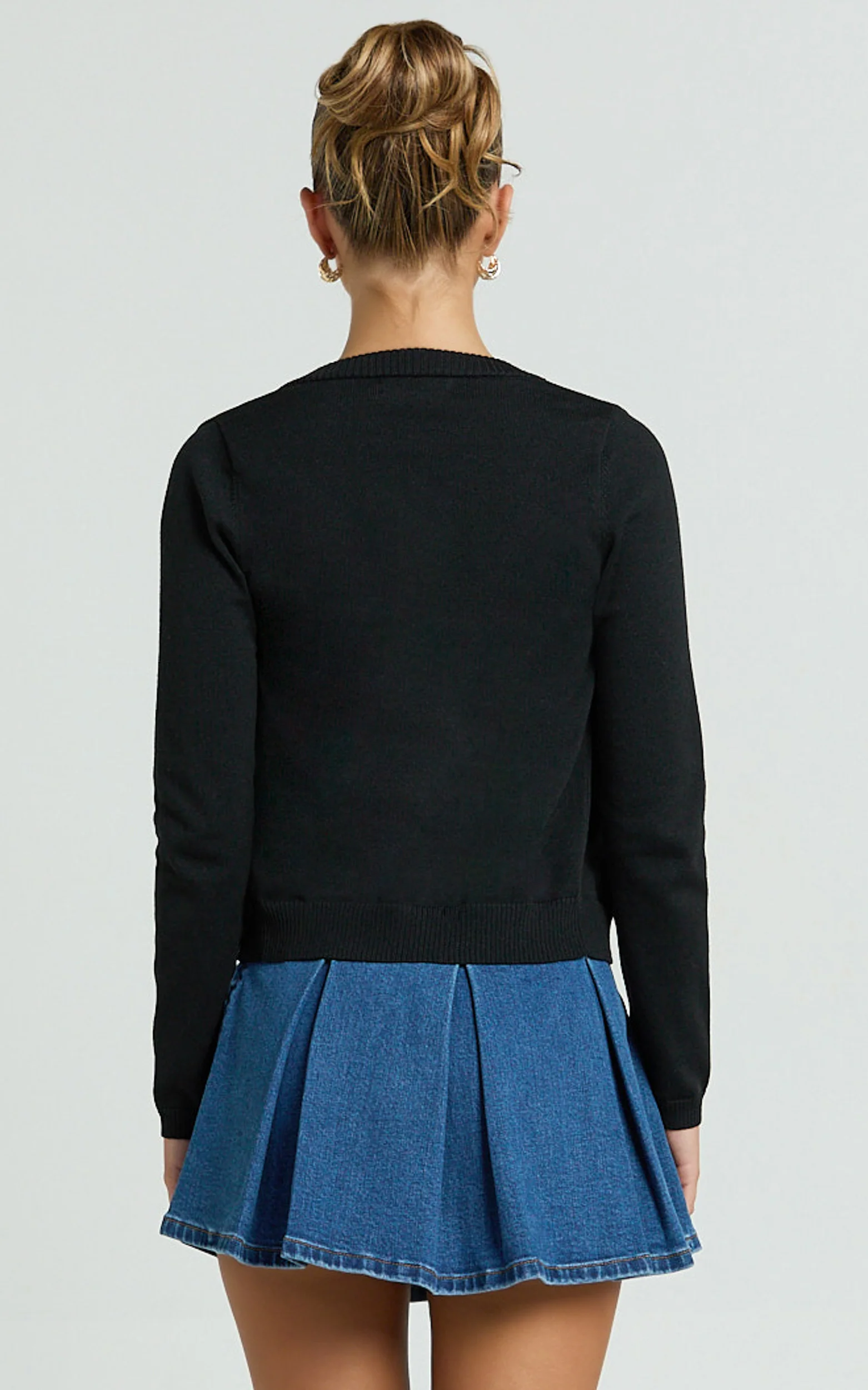 Katherine Cardigan - Long Sleeve Cardigan And Bralette Set in Black