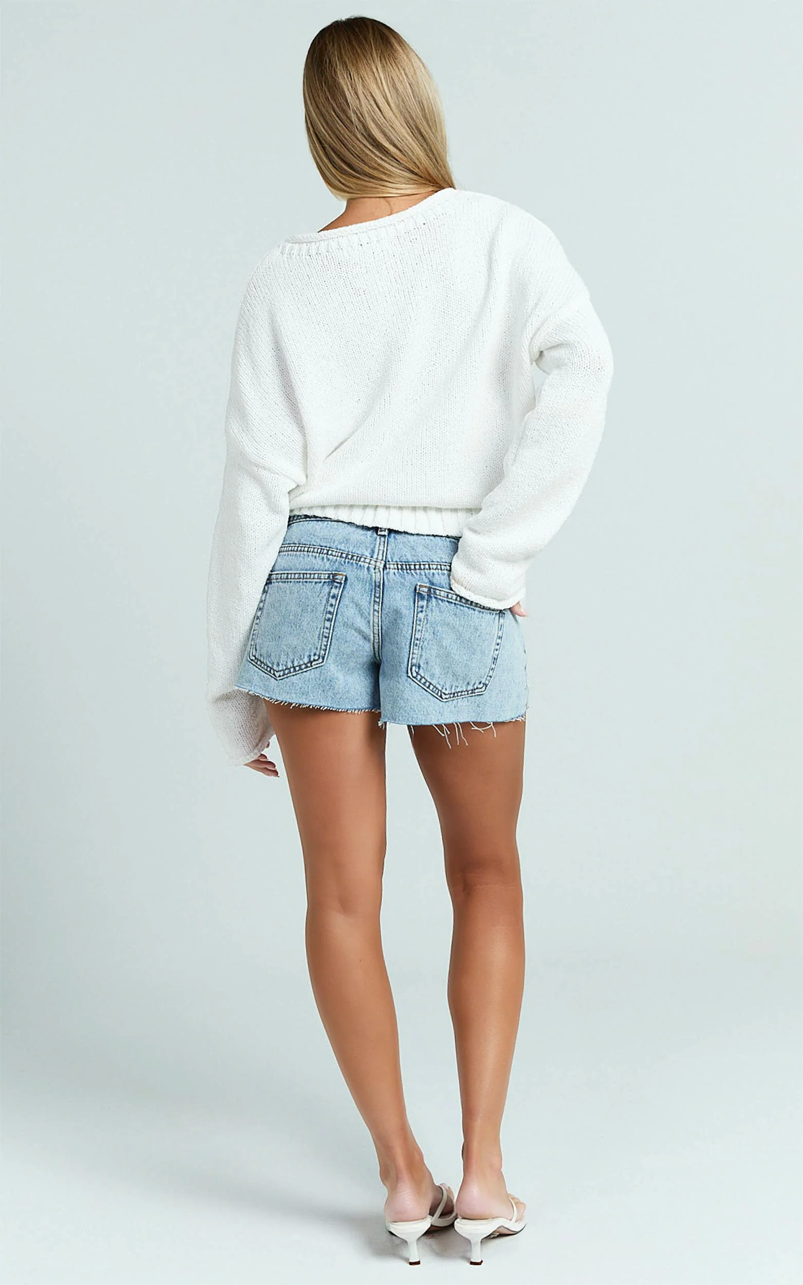 Nova Jumper - Tipped Shoulder Jumper in White