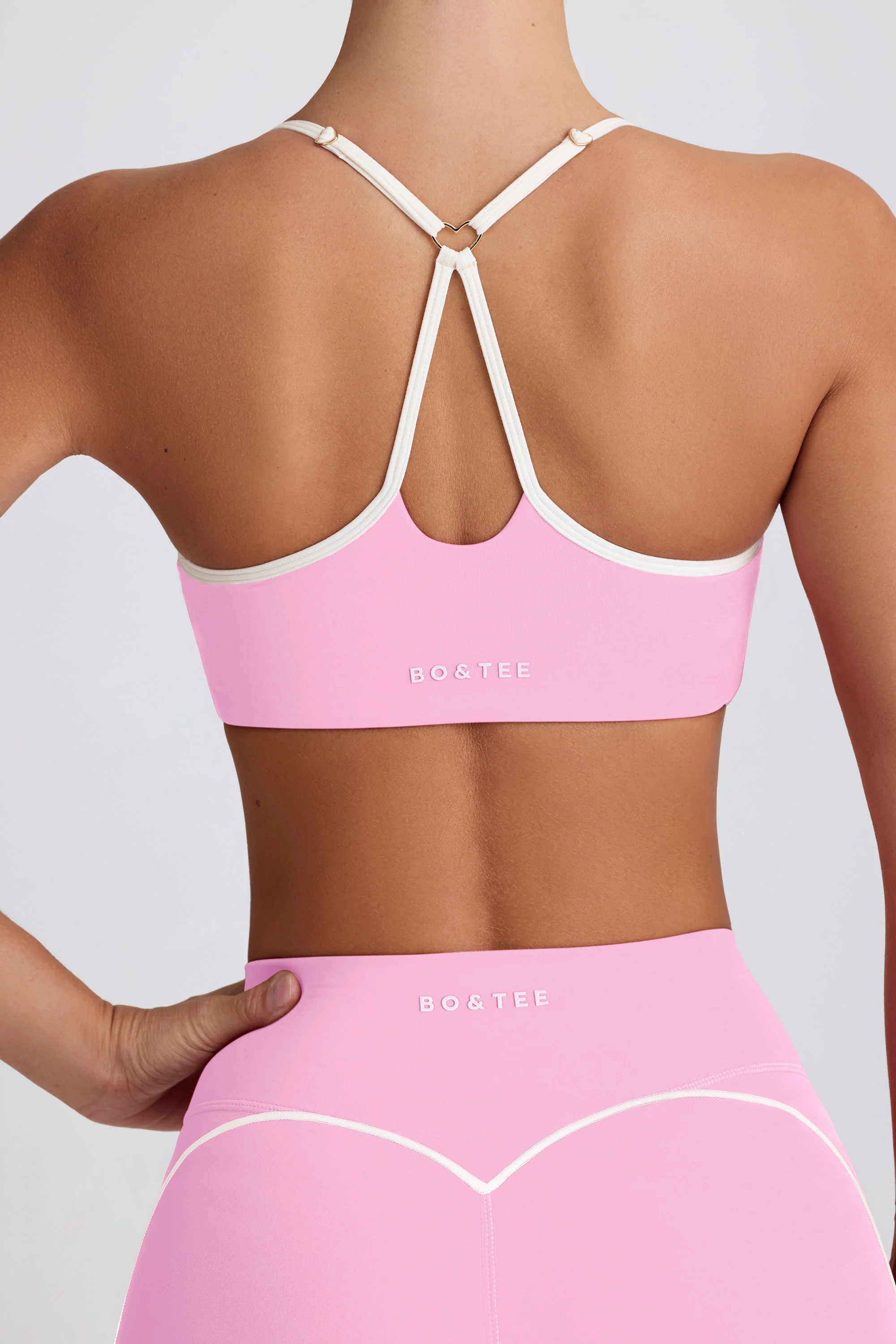 Soft Active Sweetheart-Neck Sports Bra in Baby Pink