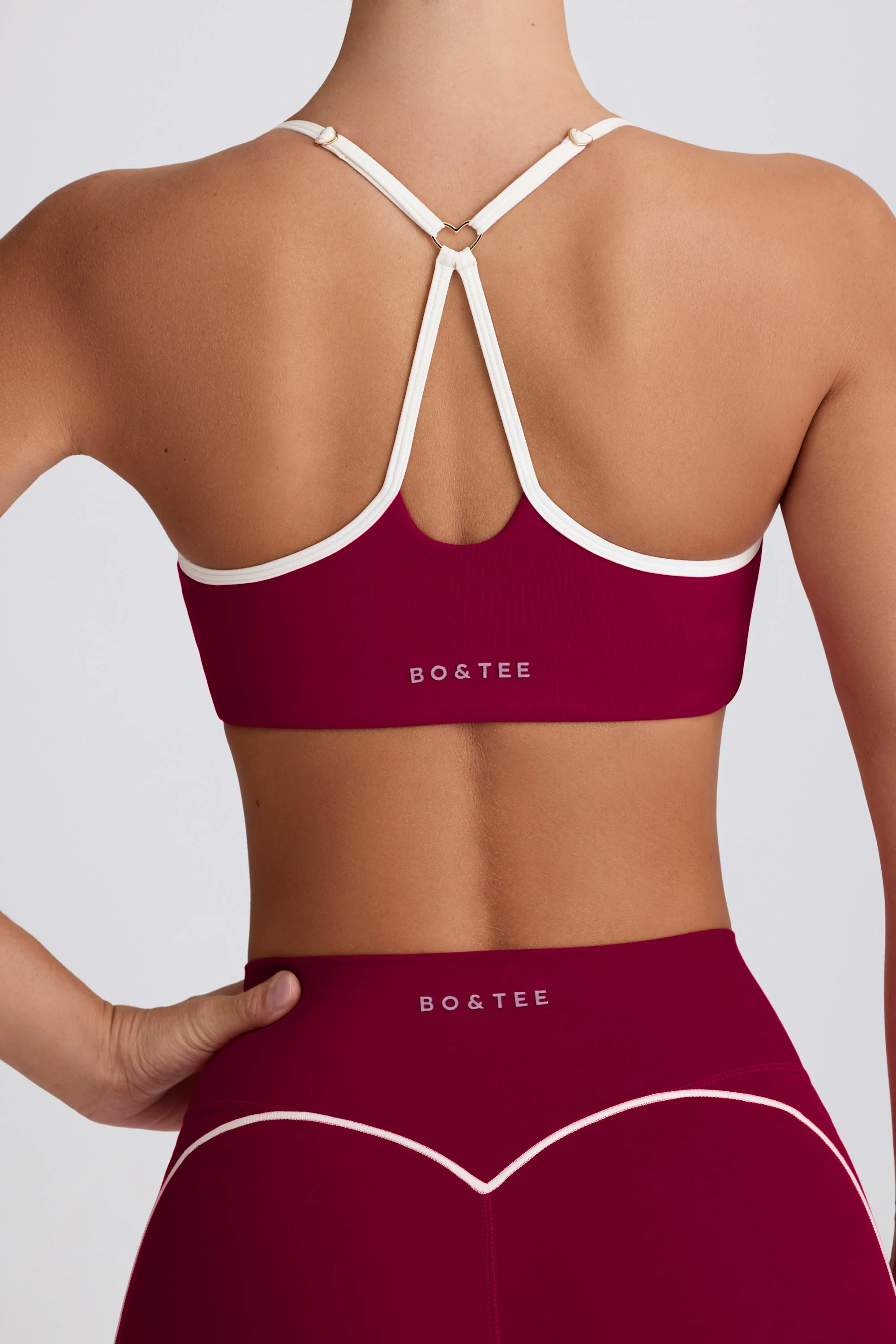 Soft Active Sweetheart-Neck Sports Bra in Burgundy