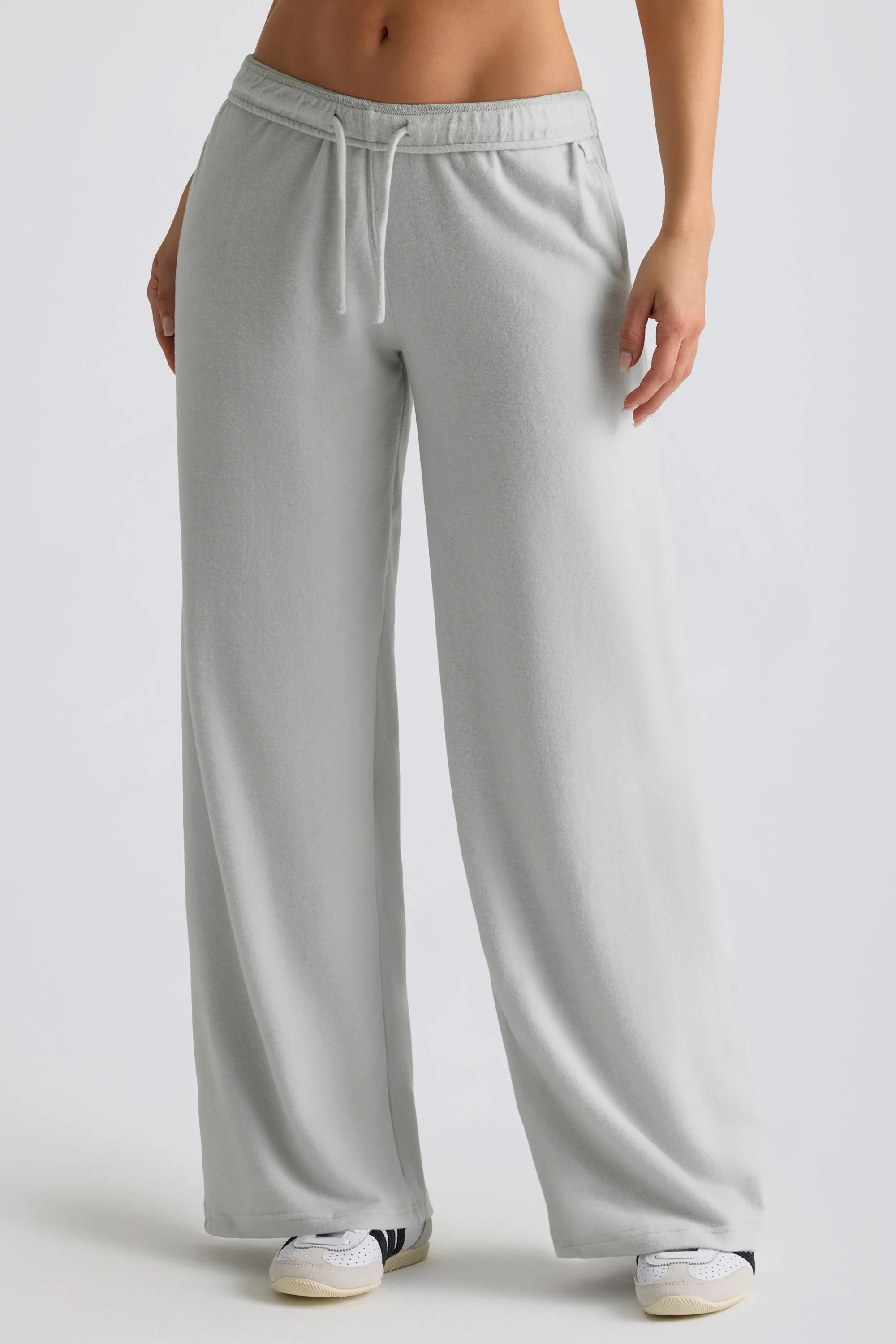 Tall Brushed Jersey Wide-Leg Joggers in Fog Grey