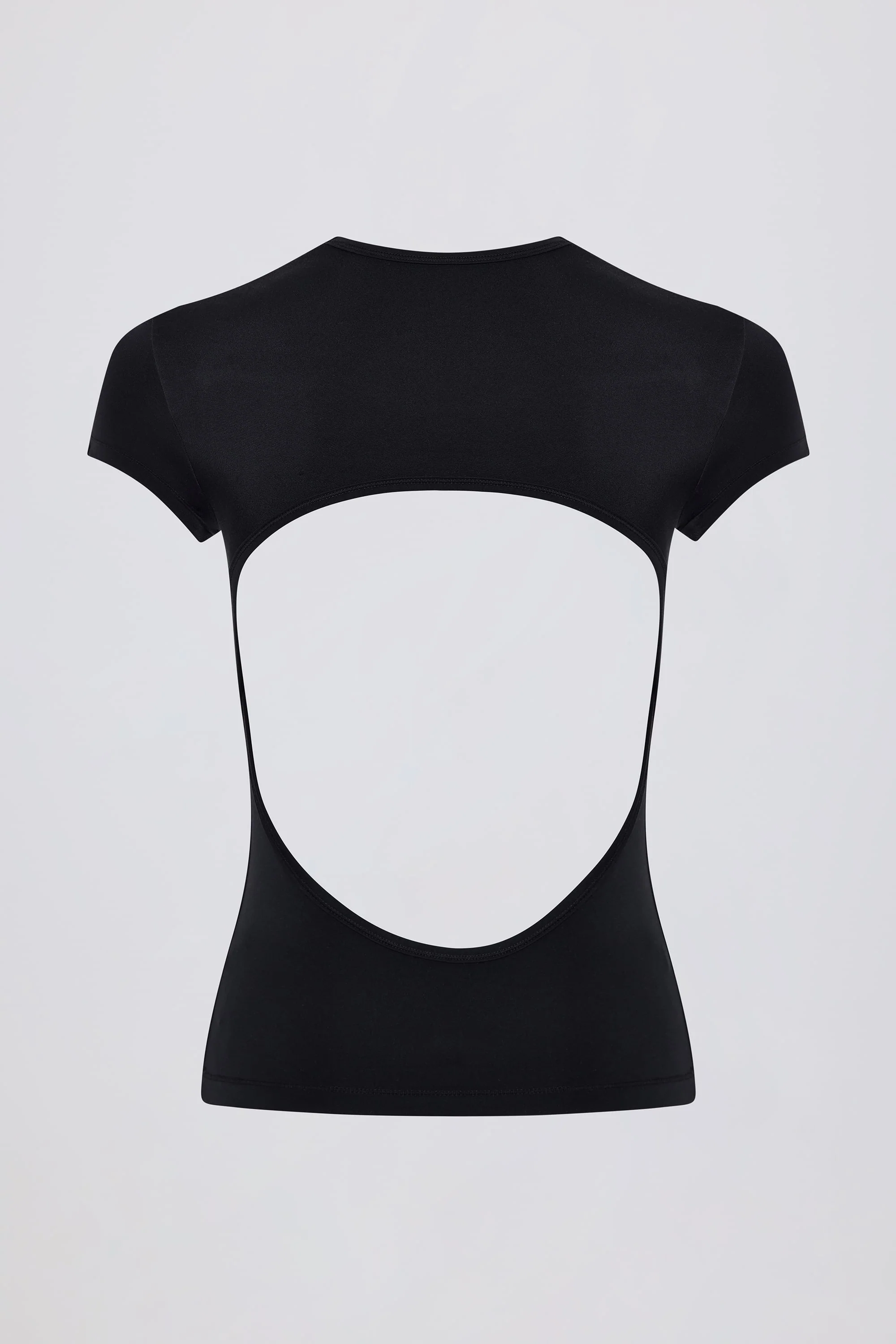 Cut-Out Longline T-Shirt in Black