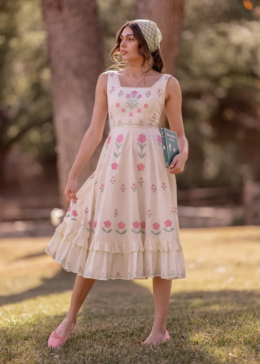 Vintage Gingham Maxi Dress – Square Neck Ruffle Hem Sundress in Multiple Colors | Kateproms