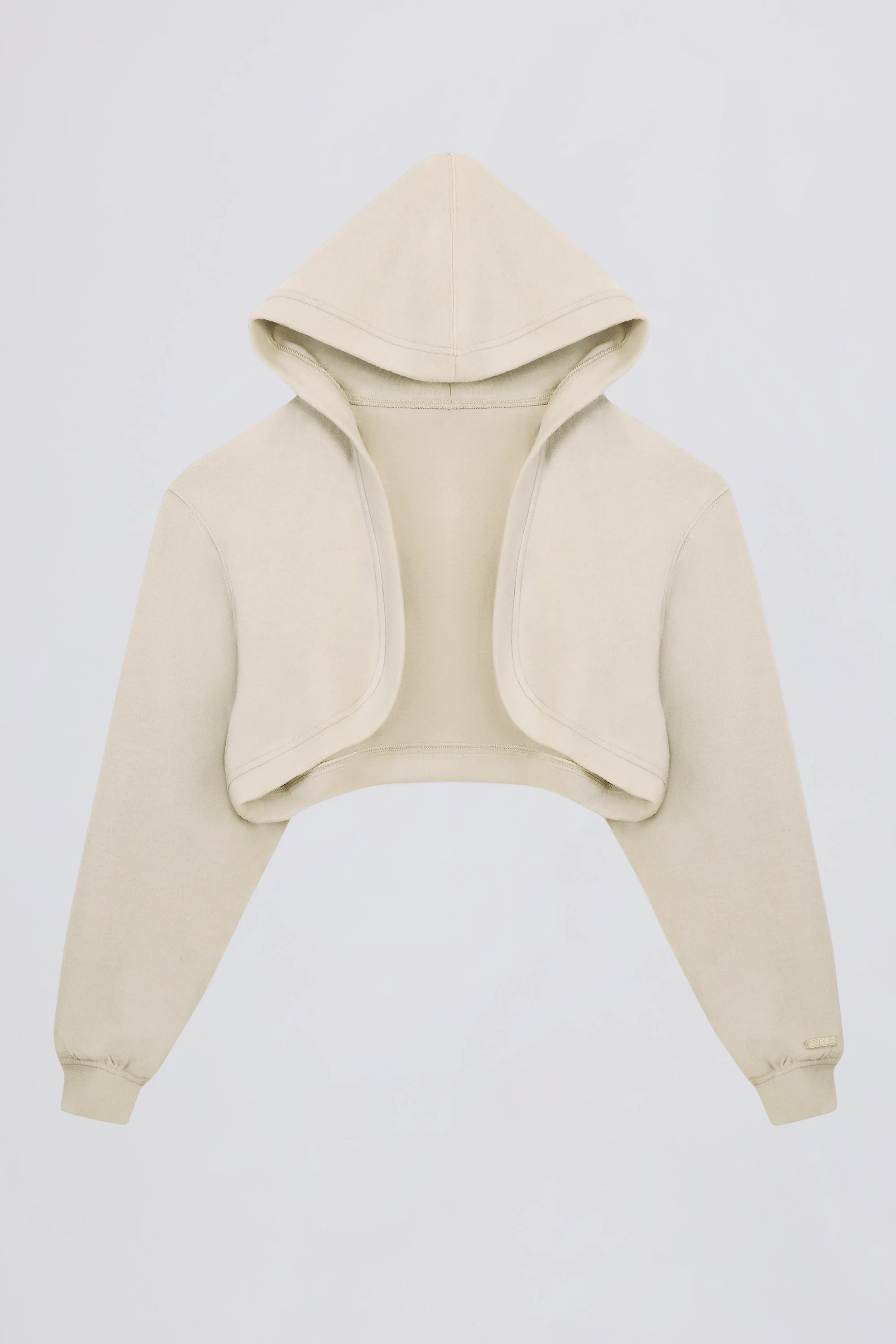 Brushed Jersey Hooded Cropped Shrug in Ecru