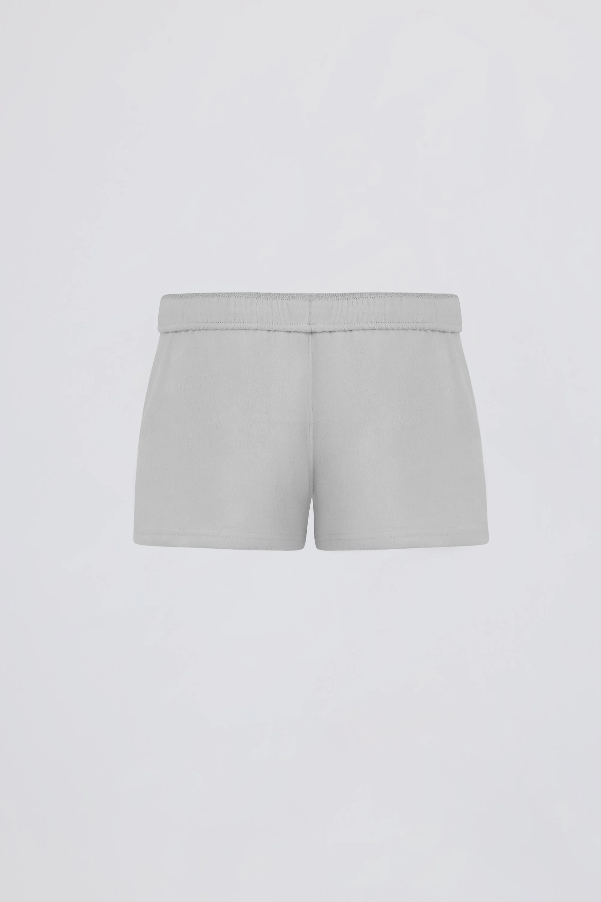 Brushed Jersey Elasticated Mini Shorts in Fog Grey