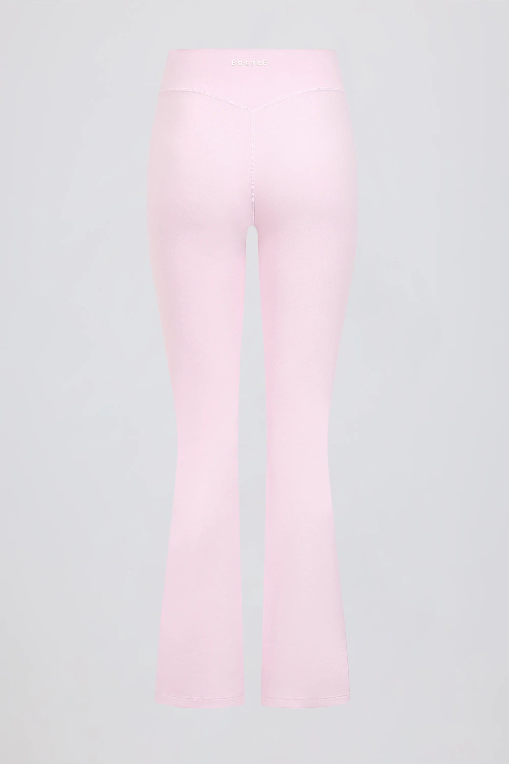 Ruched Flared Trousers in Pink Marl