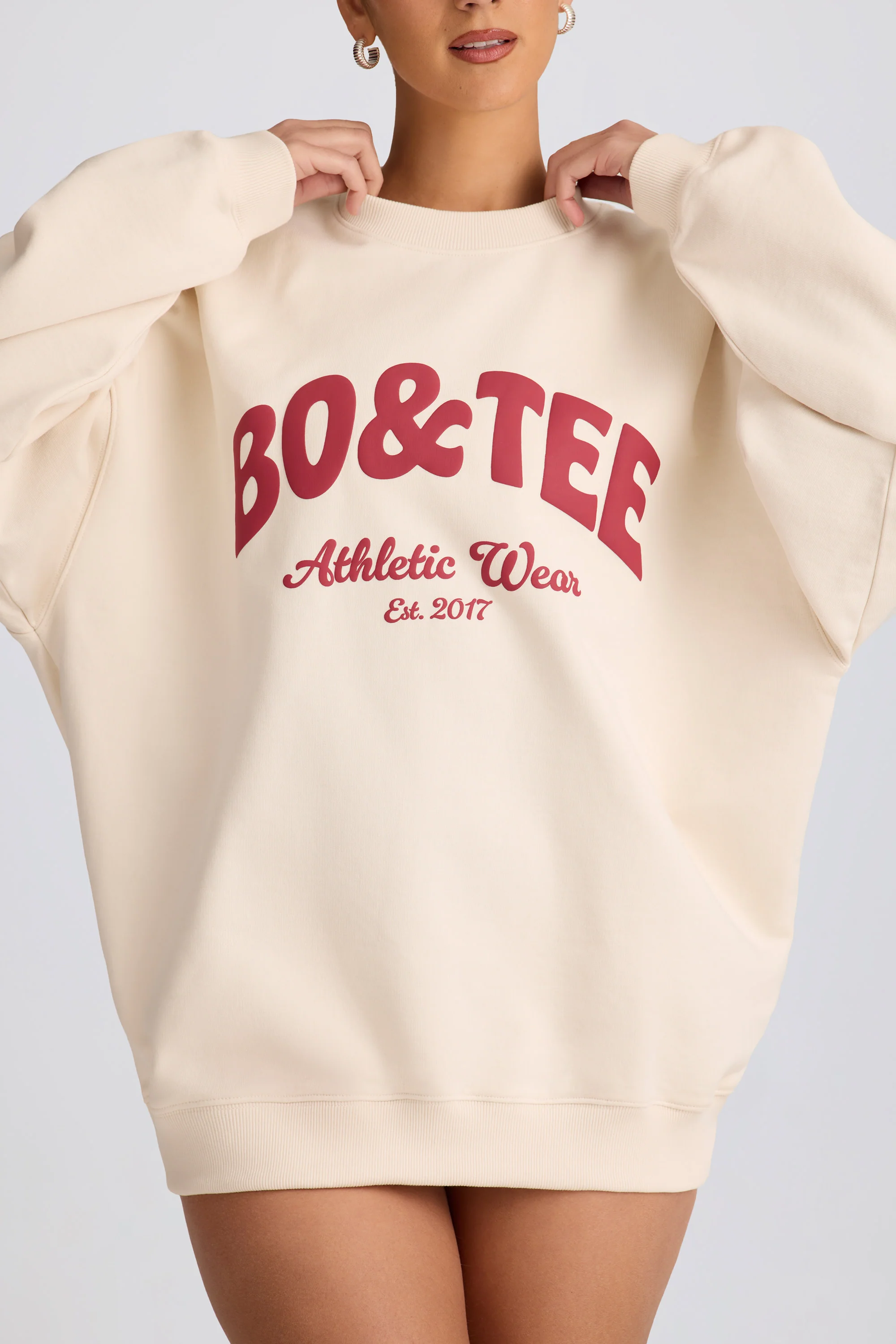 Oversized Crew-Neck Sweatshirt in Ecru