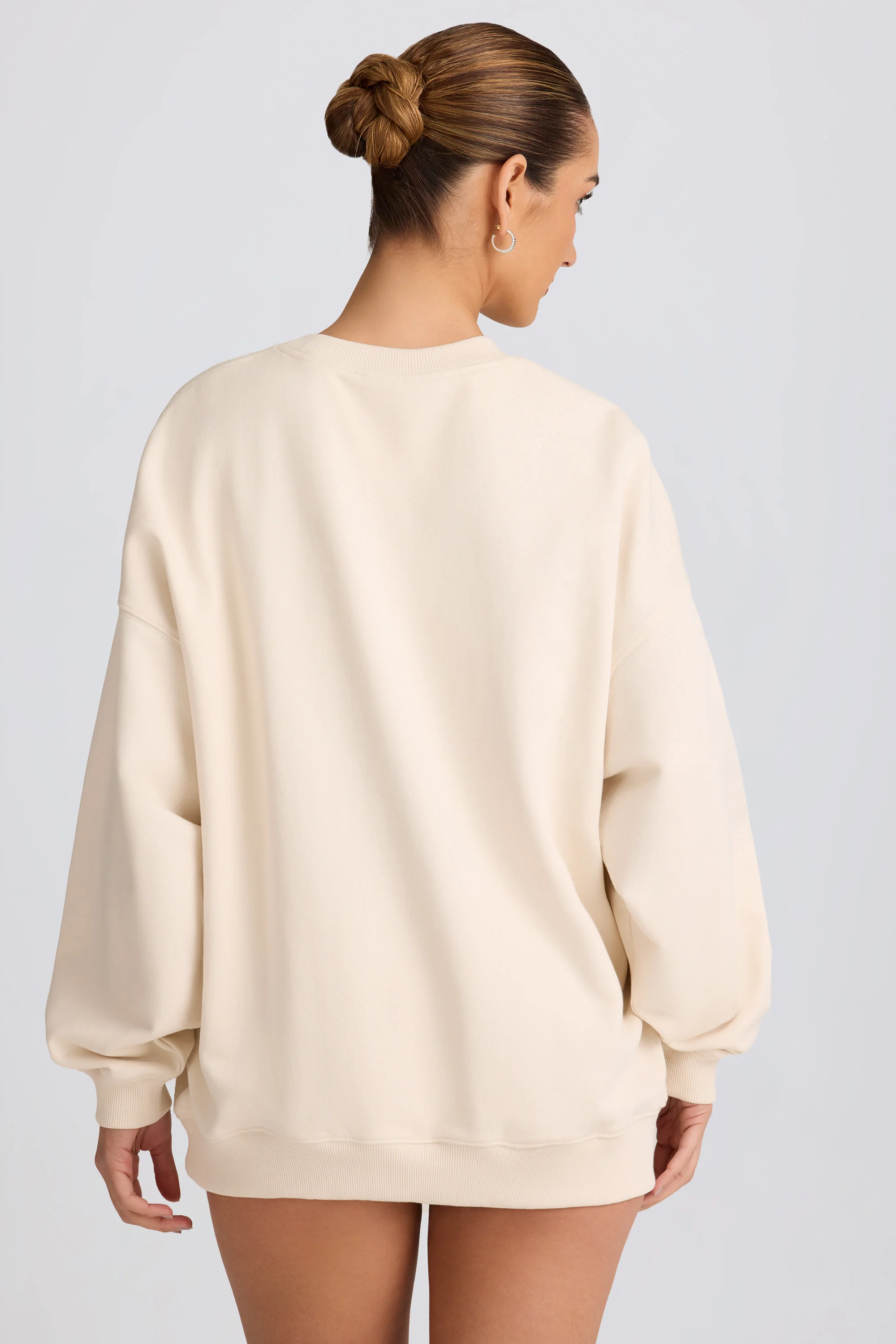 Oversized Crew-Neck Sweatshirt in Ecru