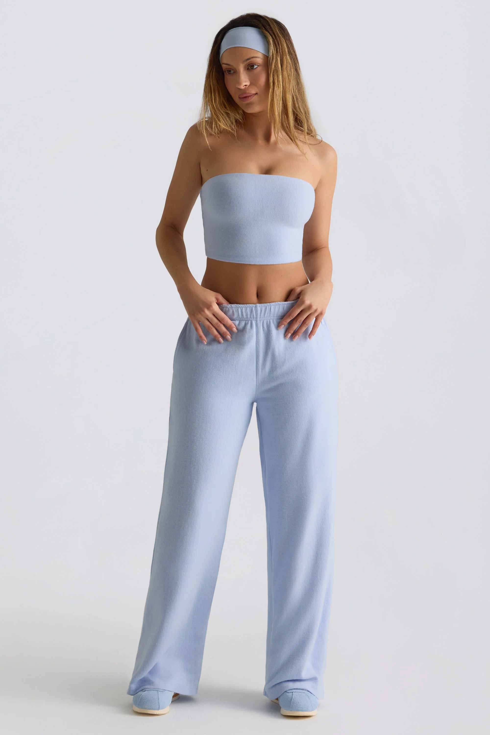 Tall Brushed Jersey Wide-Leg Joggers in Soft Blue