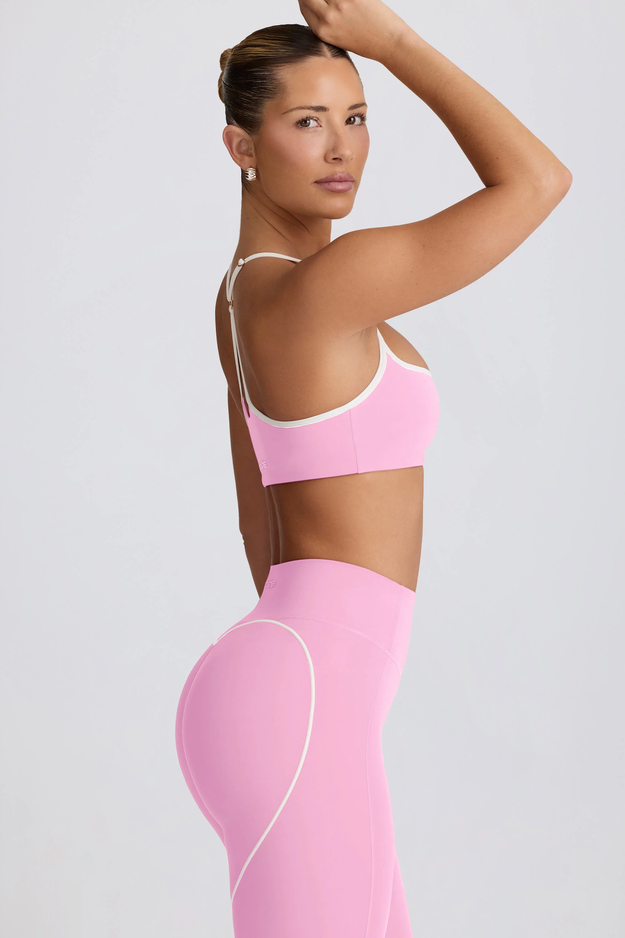 Soft Active Sweetheart-Neck Sports Bra in Baby Pink