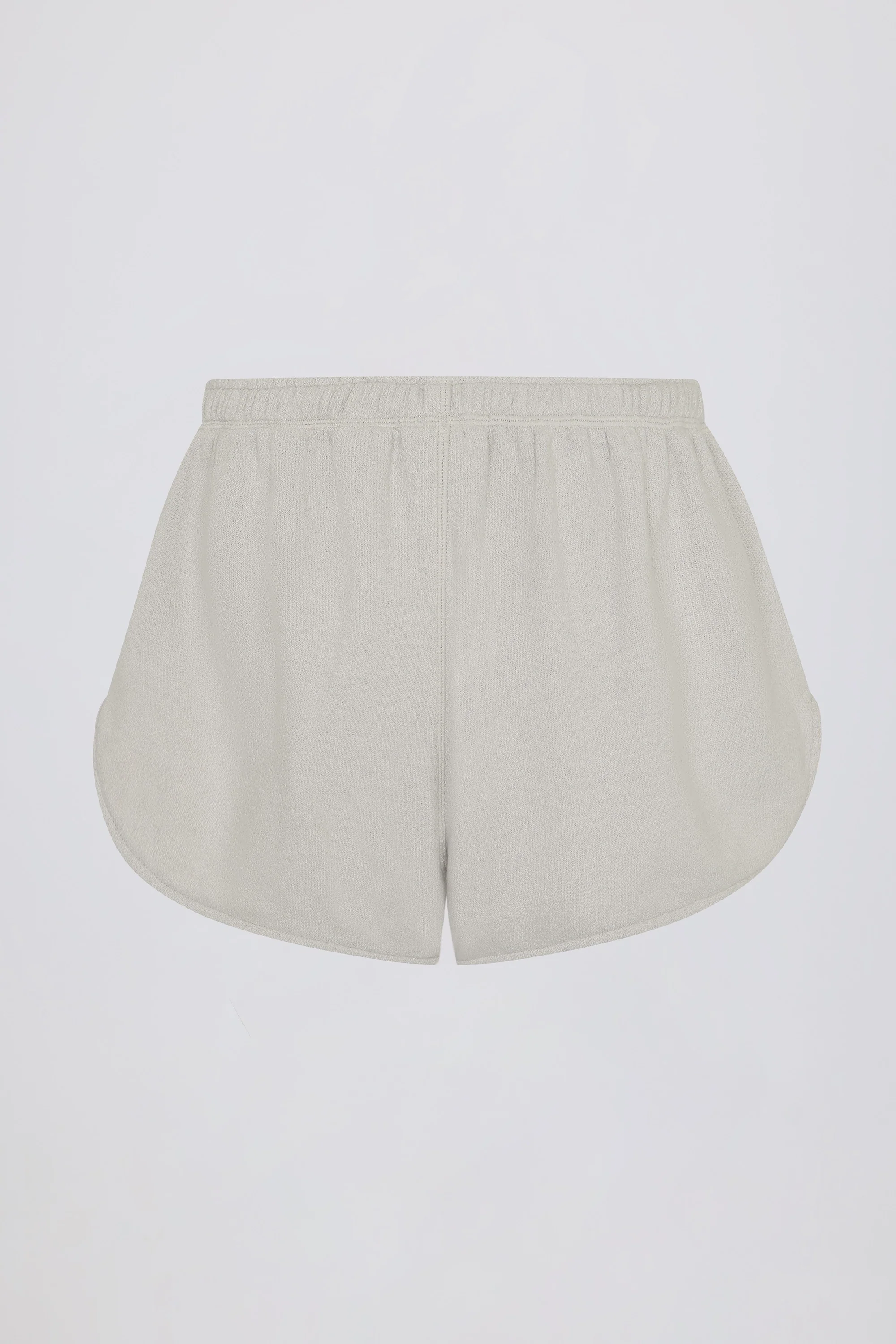 Button-Detail Mid-Rise Shorts in Light Grey