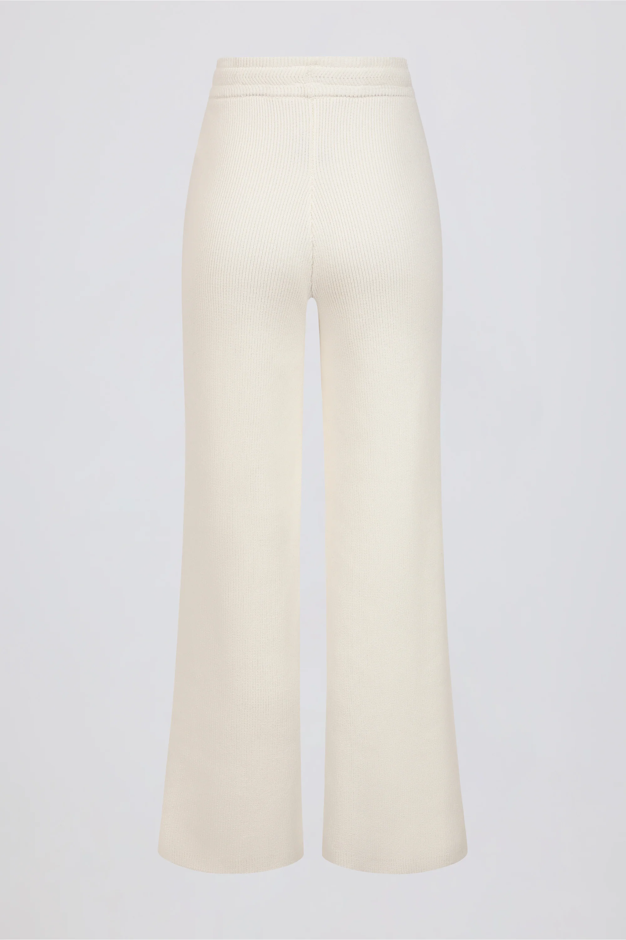 Ribbed-Knit Wide-Leg Joggers in Ivory