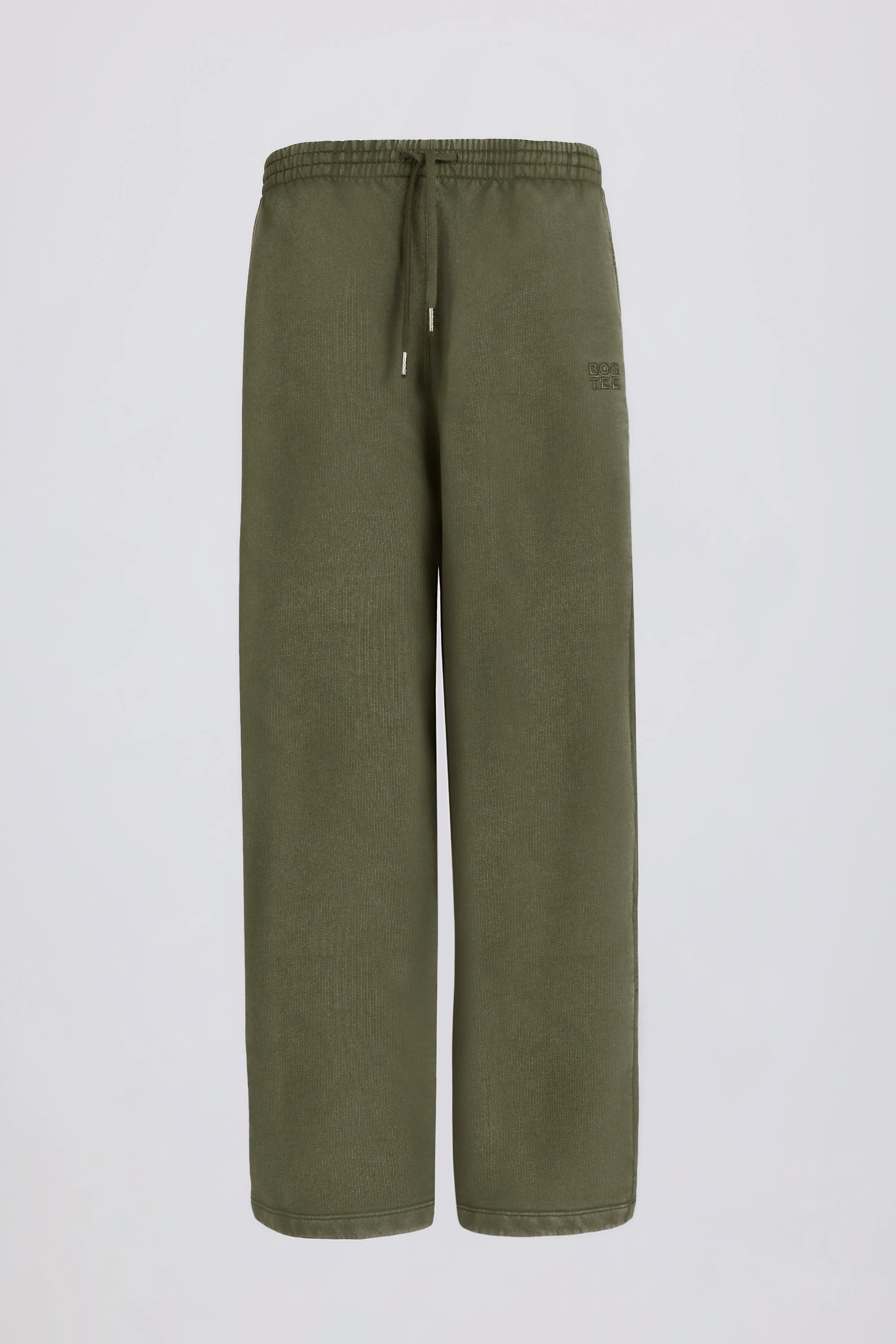 Acid Wash Wide-Leg Joggers in Light Green