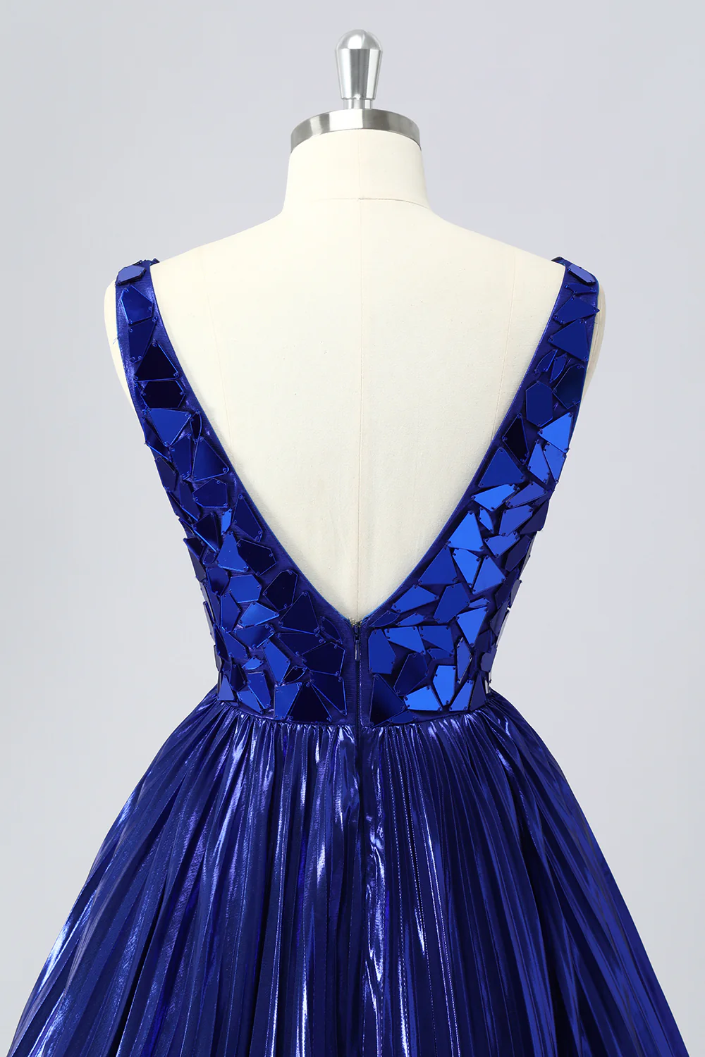 Sparkly Royal Blue Mirror A Line Metallic Short Homecoming Dress