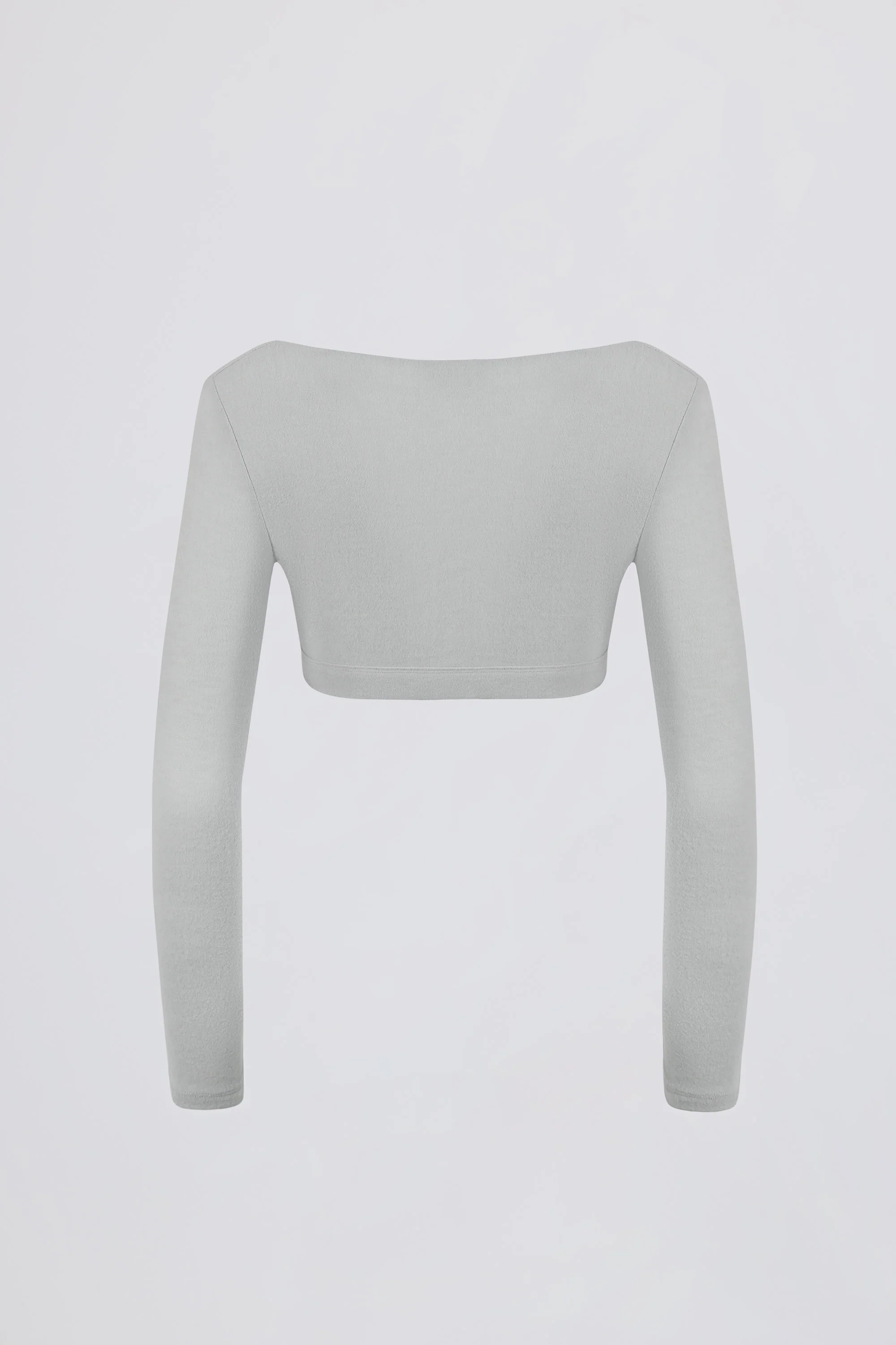 Brushed Jersey Wrap Crop Top in Fog Grey