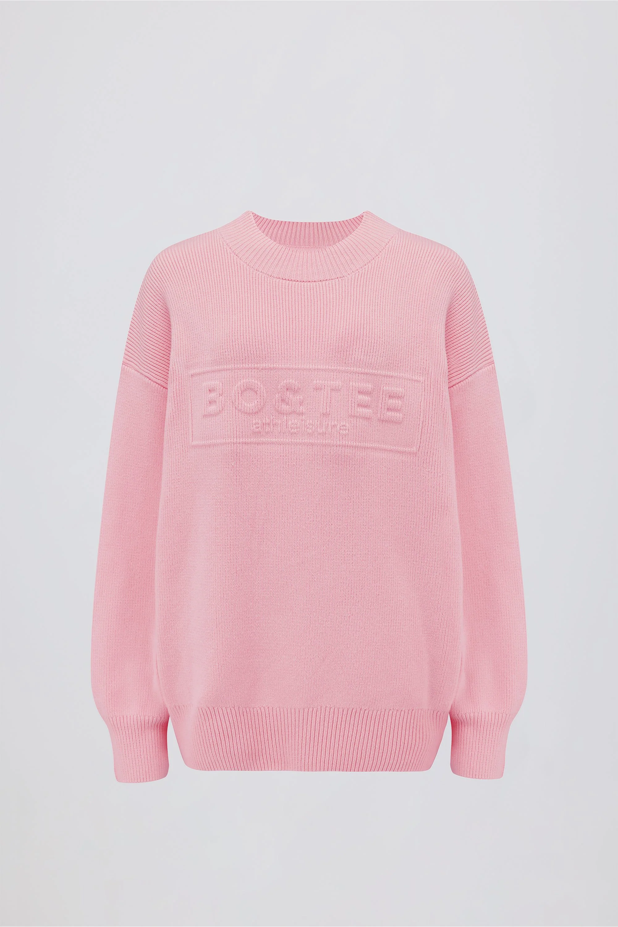 Ribbed-Knit Oversized Jumper in Pale Pink