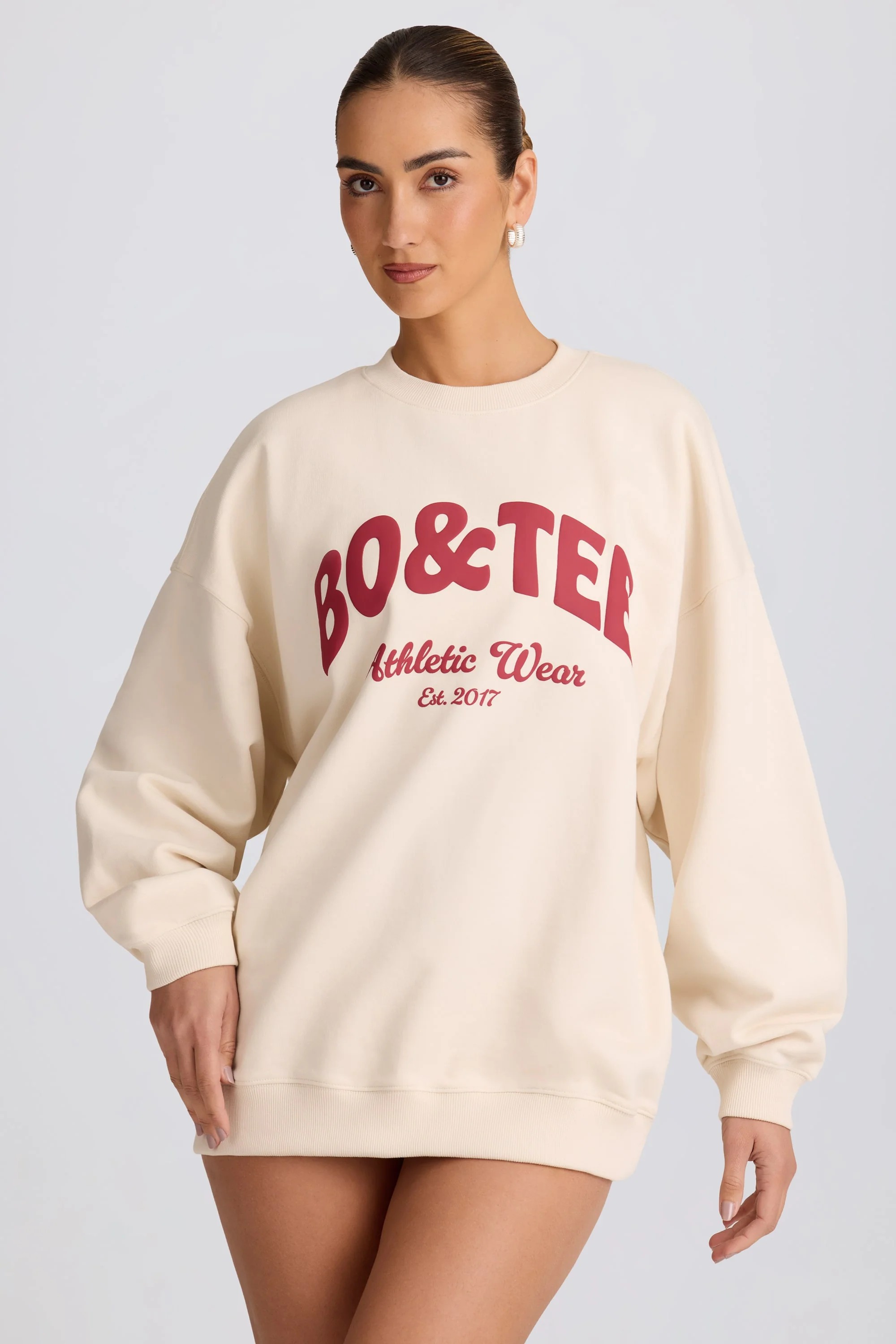 Oversized Crew-Neck Sweatshirt in Ecru