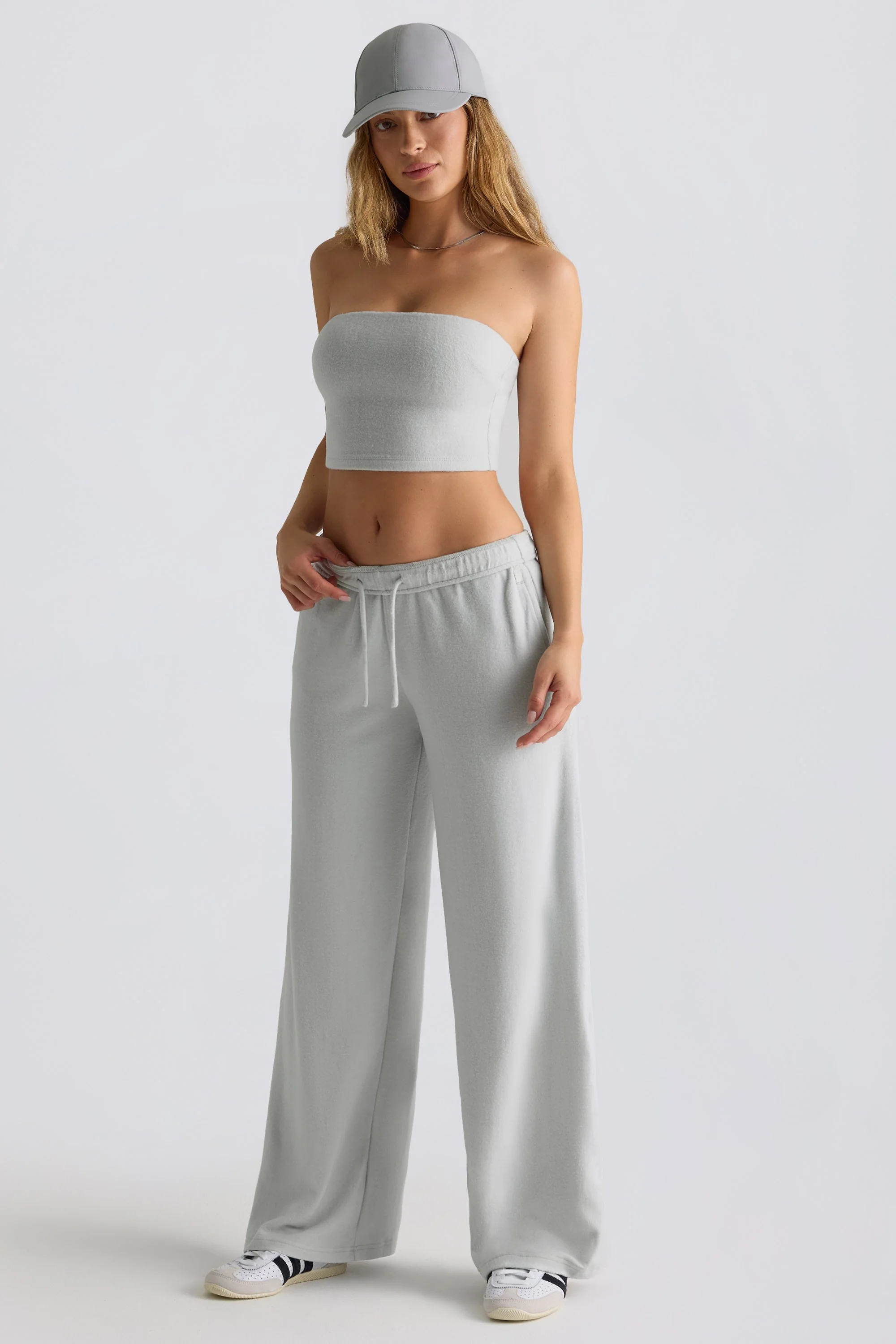 Tall Brushed Jersey Wide-Leg Joggers in Fog Grey