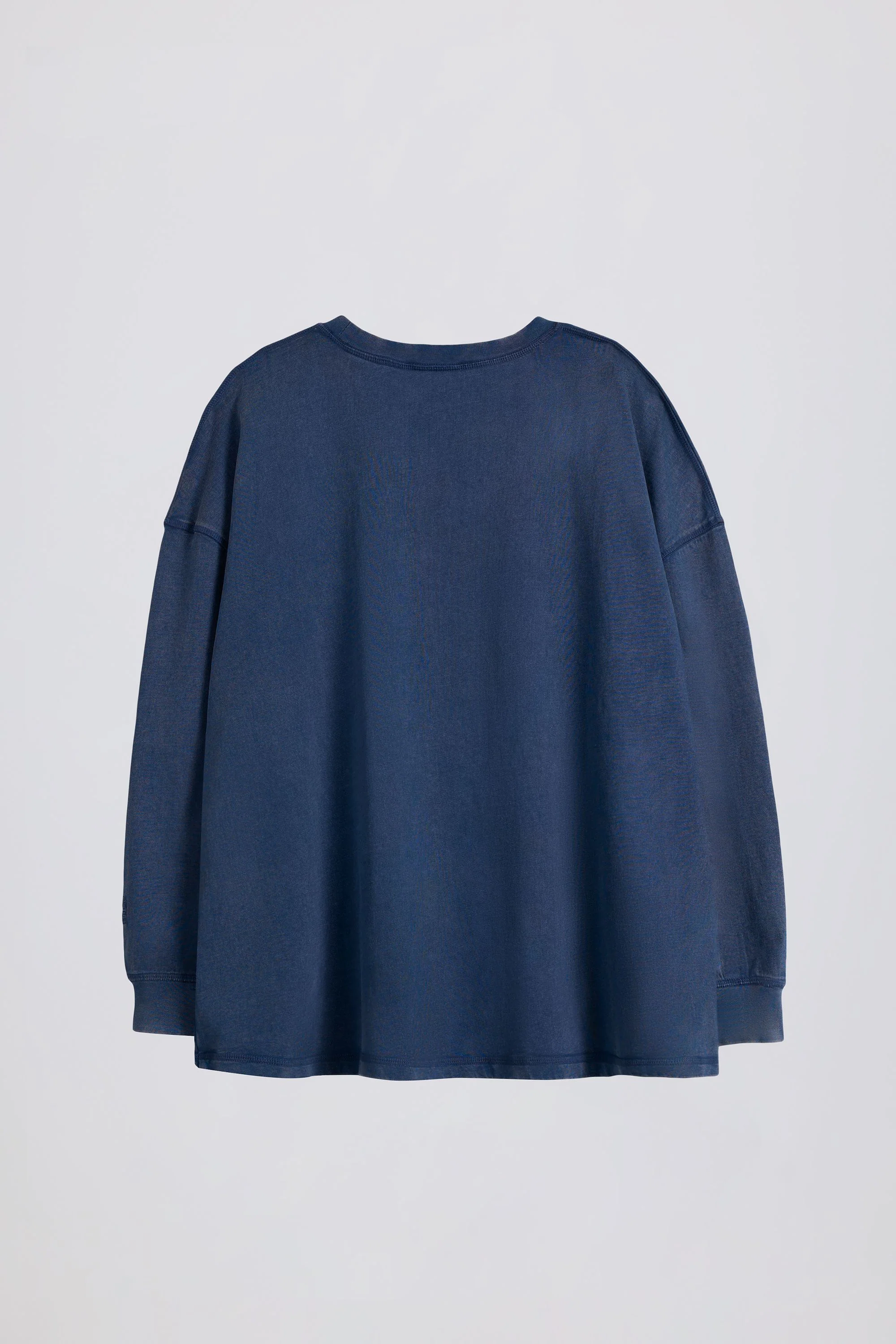 Acid Wash Long-Sleeve Oversized T-Shirt in Blue