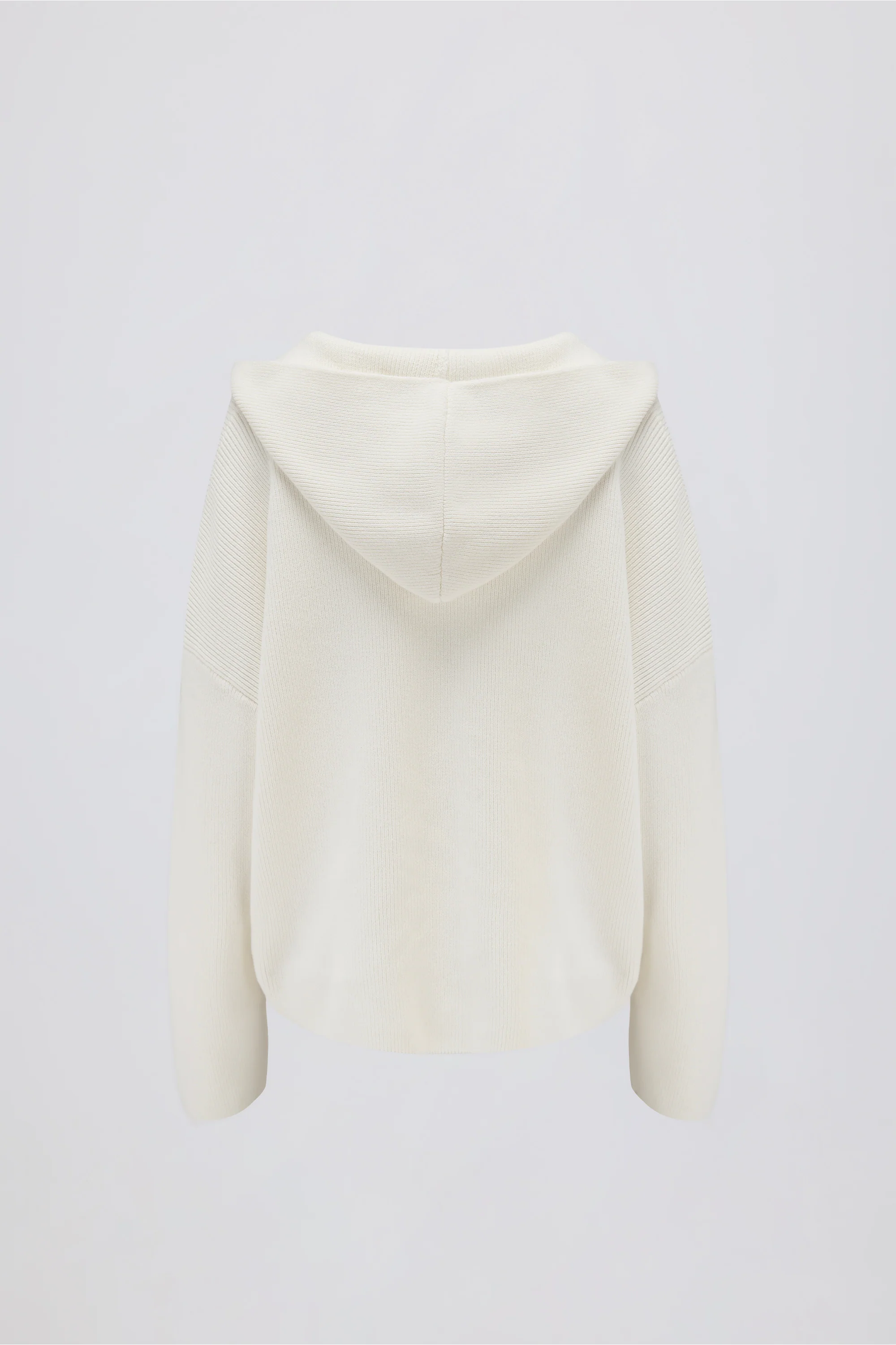 Ribbed-Knit Oversized Hoodie in Ivory