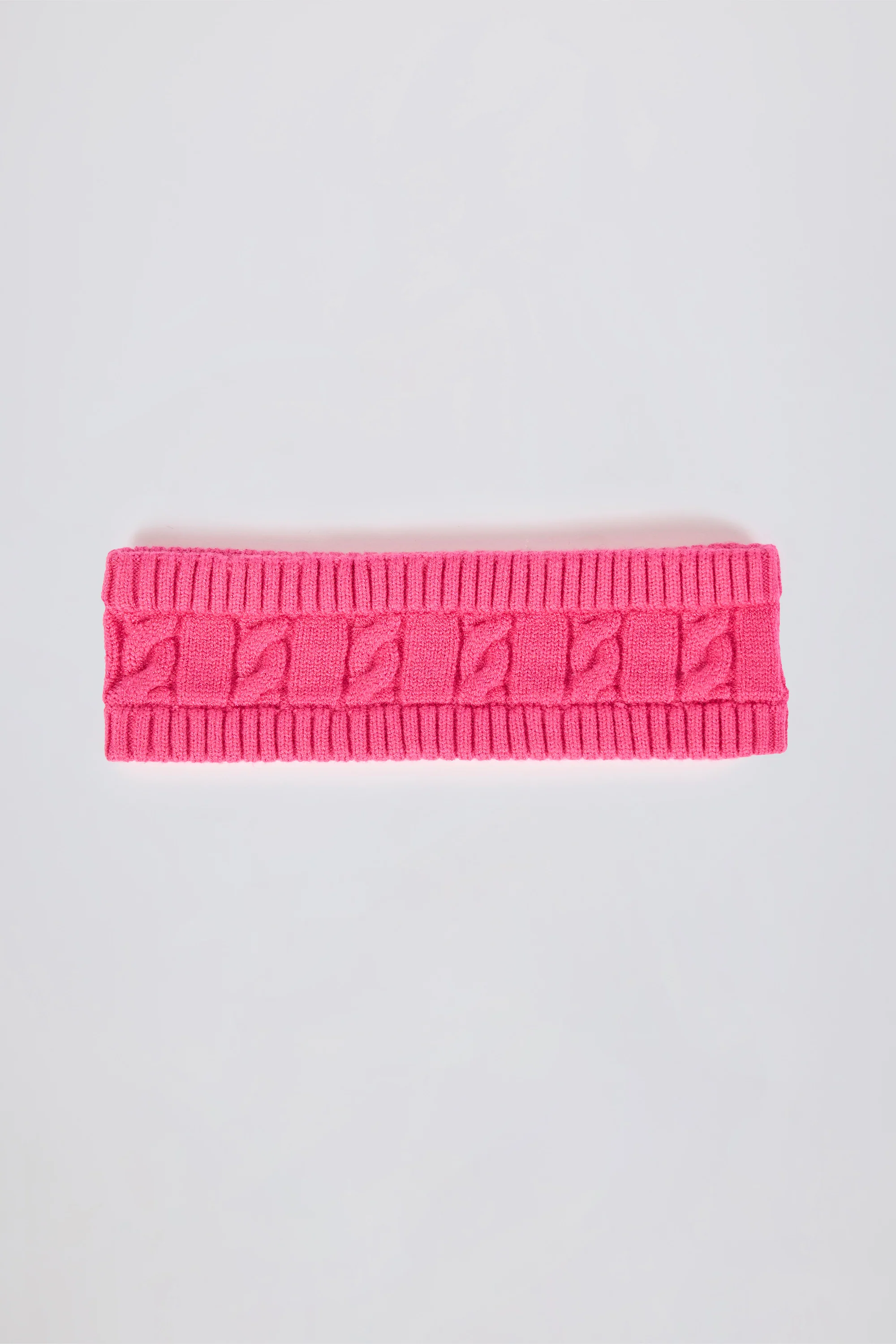 Cable-Knit Headband in Hot Pink