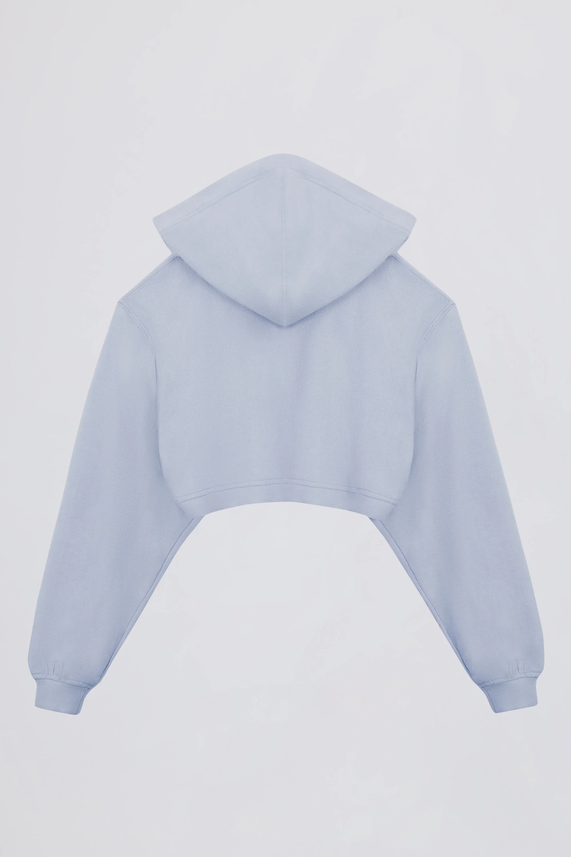 Brushed Jersey Hooded Cropped Shrug in Soft Blue