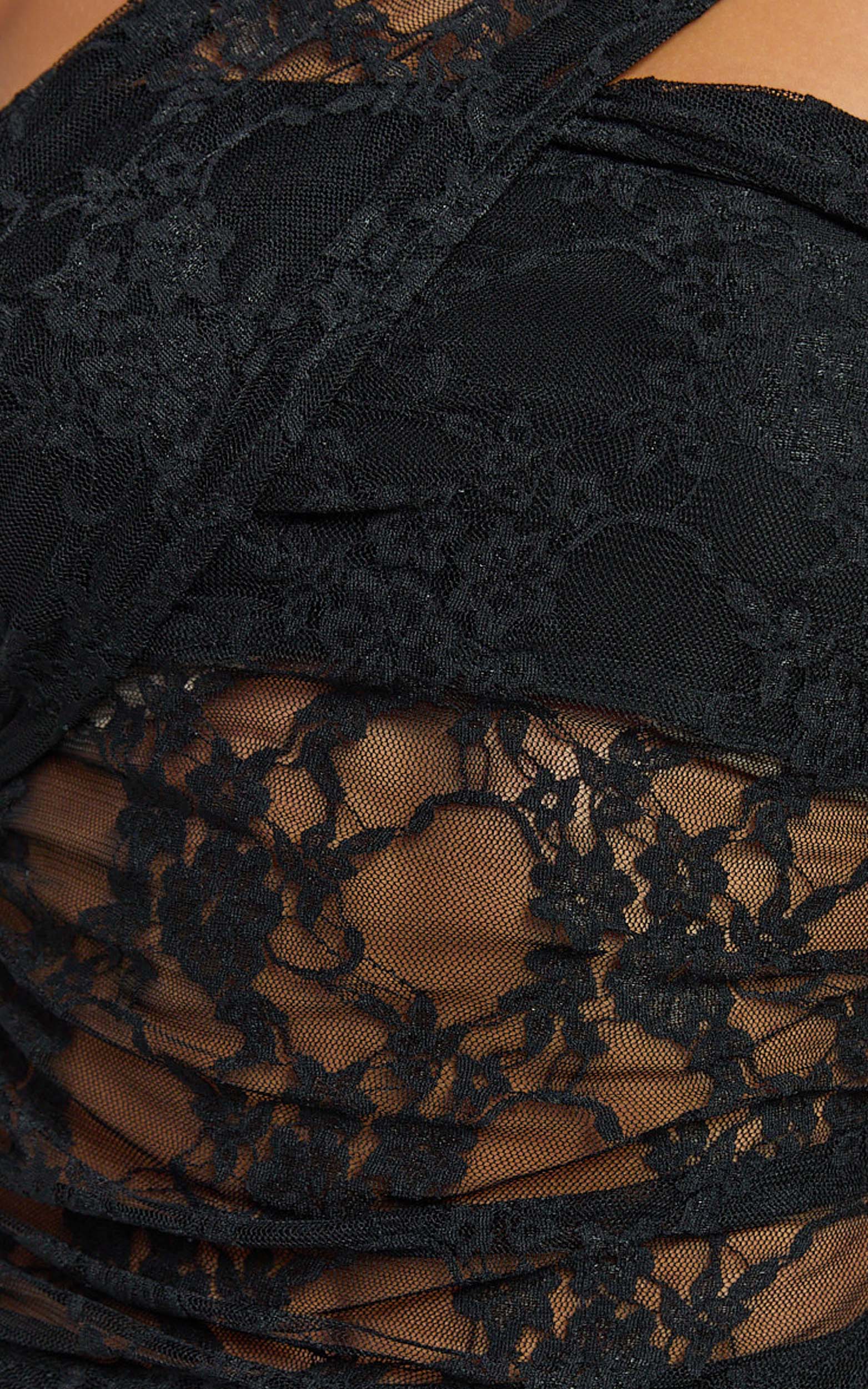 Rosie Top - Asymmetrical Lace Panel Top in Black