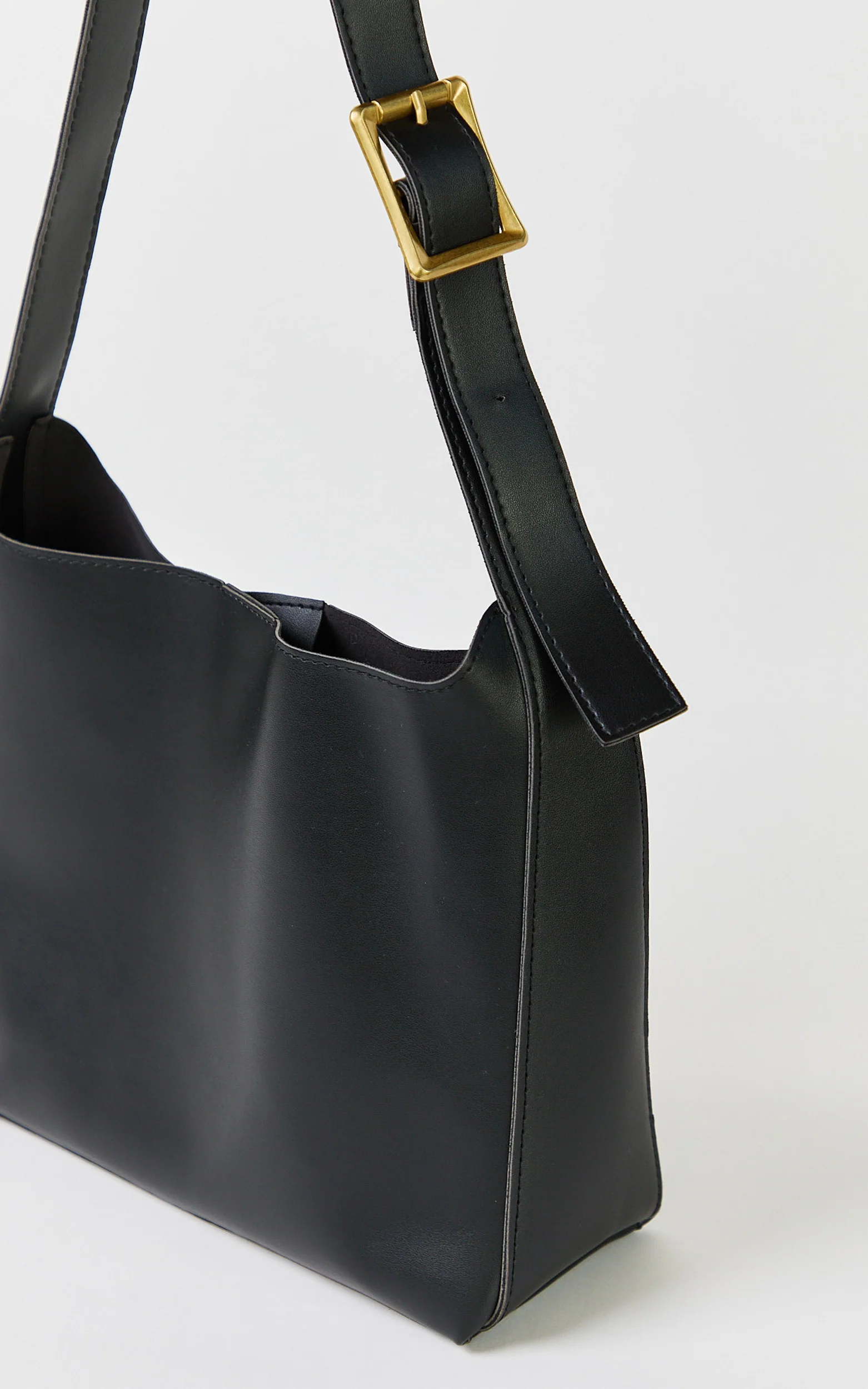 Leanora Bag - Gold Buckle Tote Bag in Black