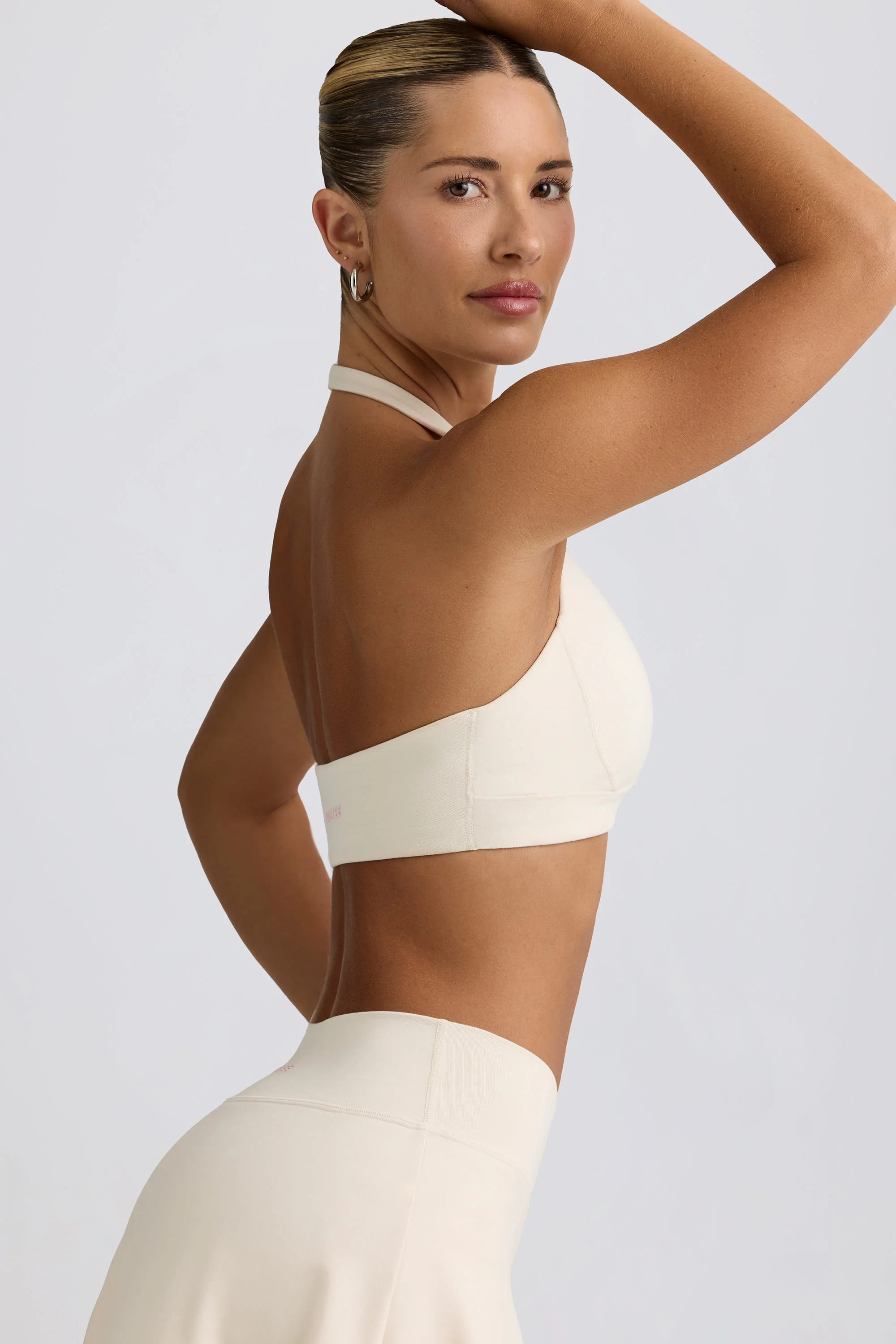 V-Neck Sports Bra in Ivory Marl