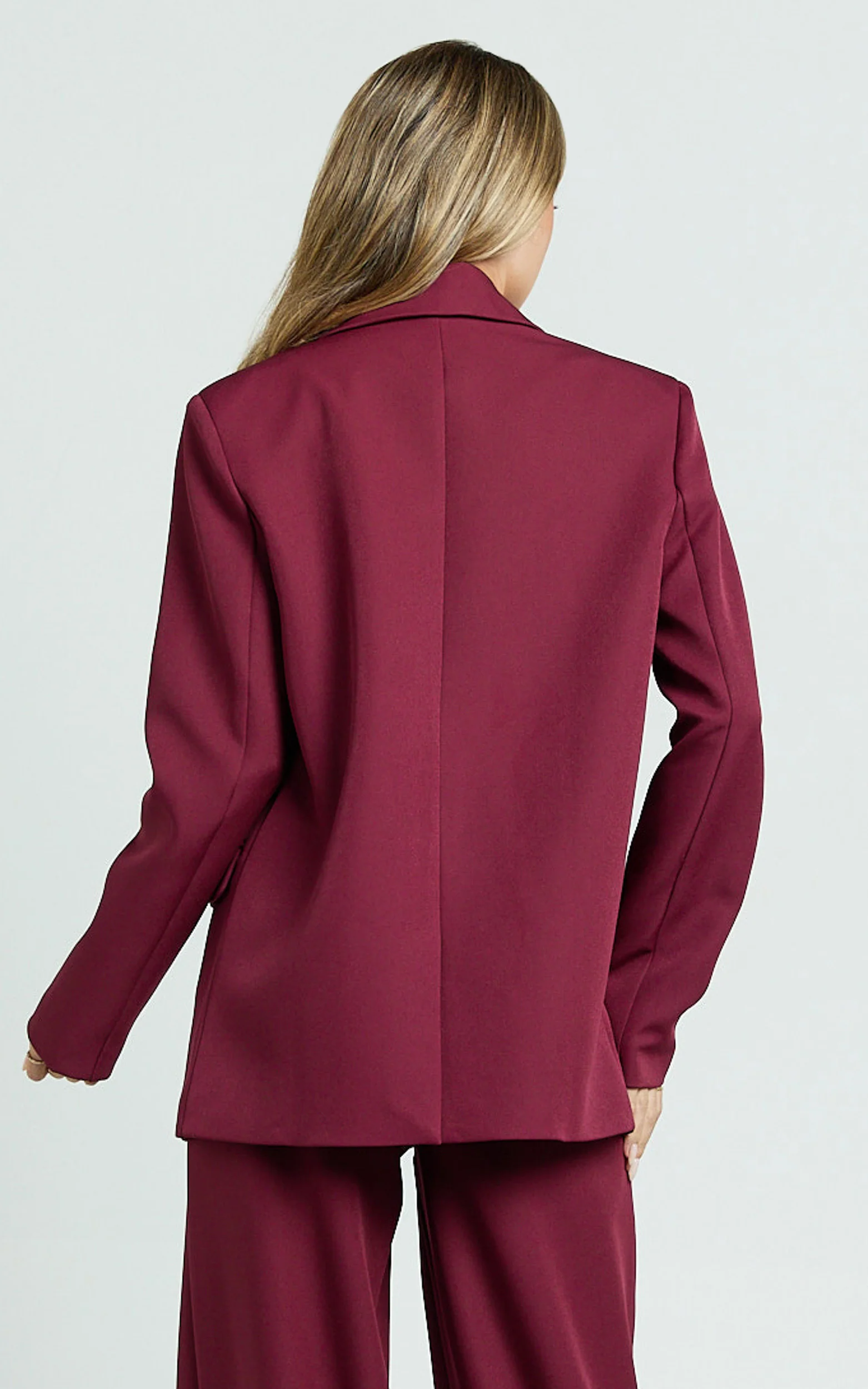Selena Blazer - Boxy Single Breasted Blazer in Wine