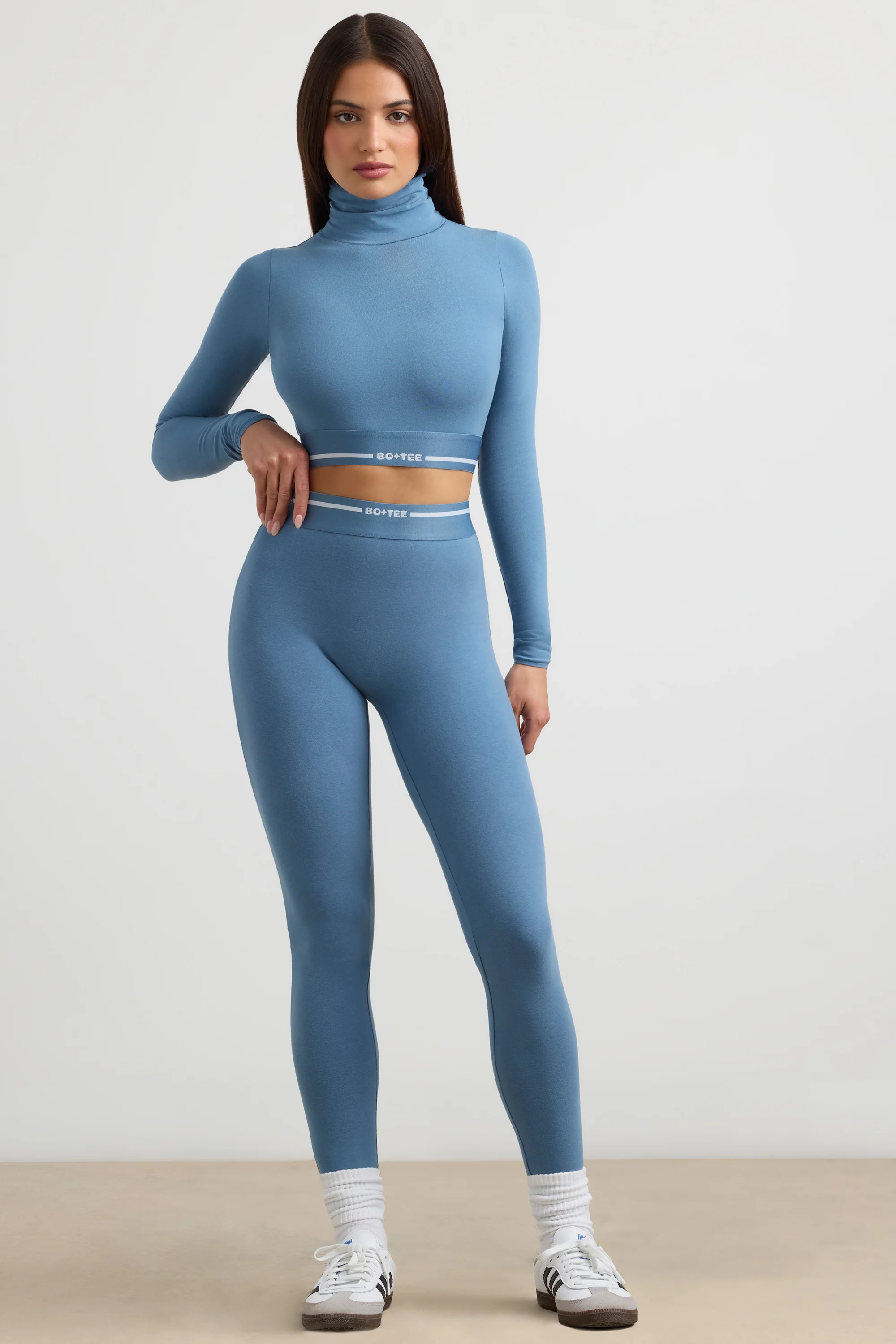 Petite High-Waist Leggings in Steel Blue