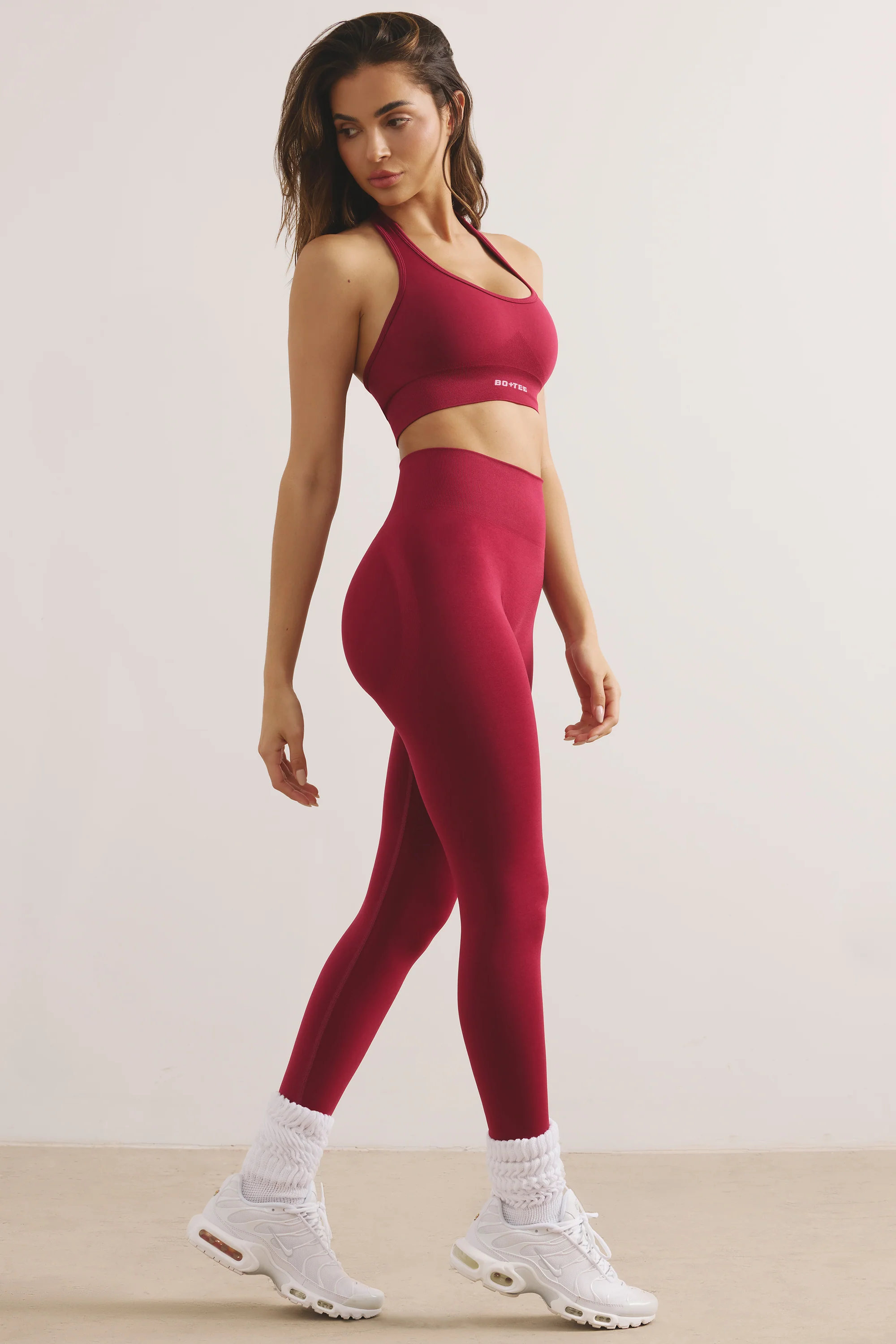 Halter Neck Define Luxe Sports Bra in Raspberry