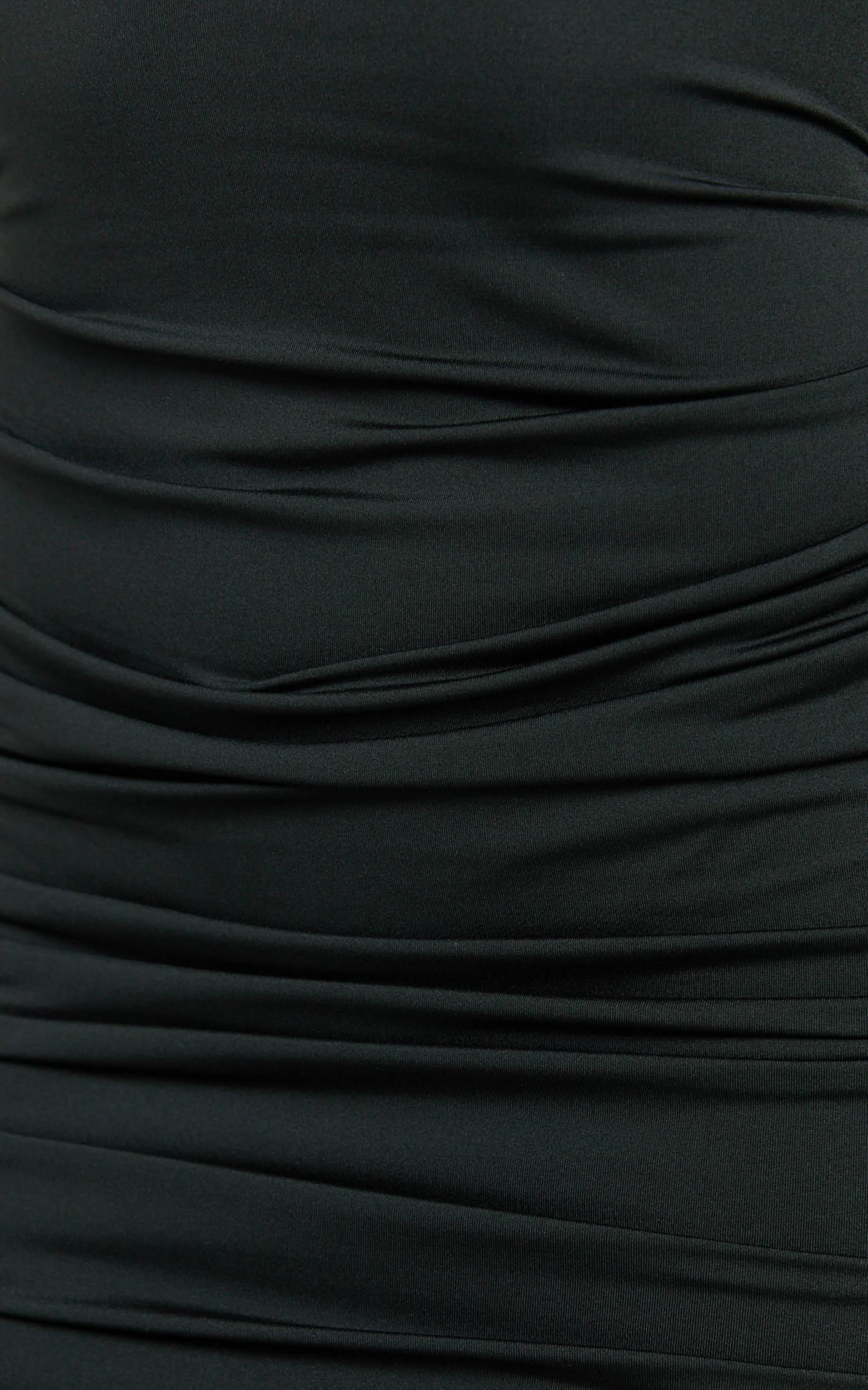 Misty Mini Dress - Wide Neckline Ruched Jersey Dress in Black