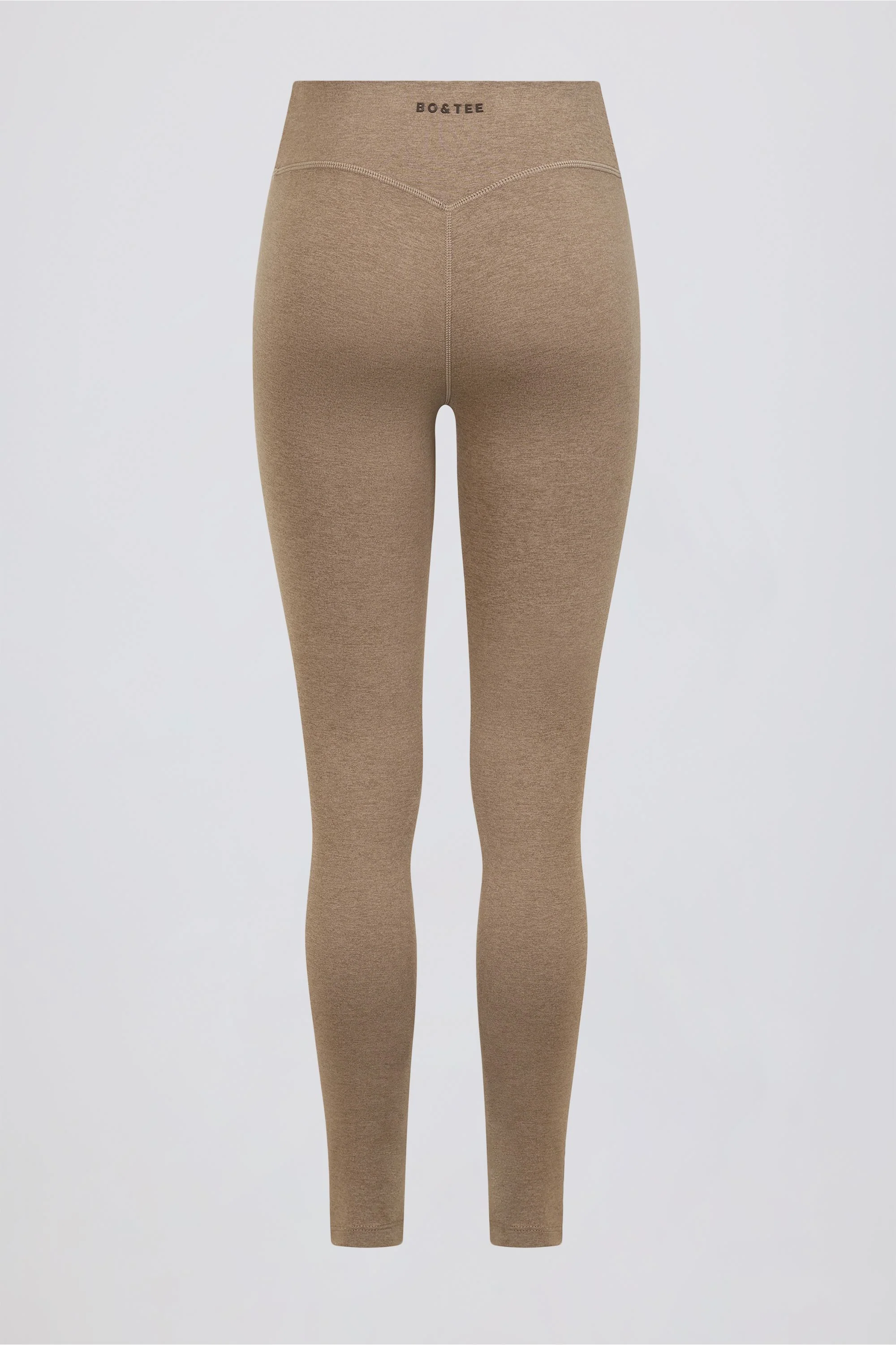 Ruched Mid-Rise Leggings in Mocha Marl
