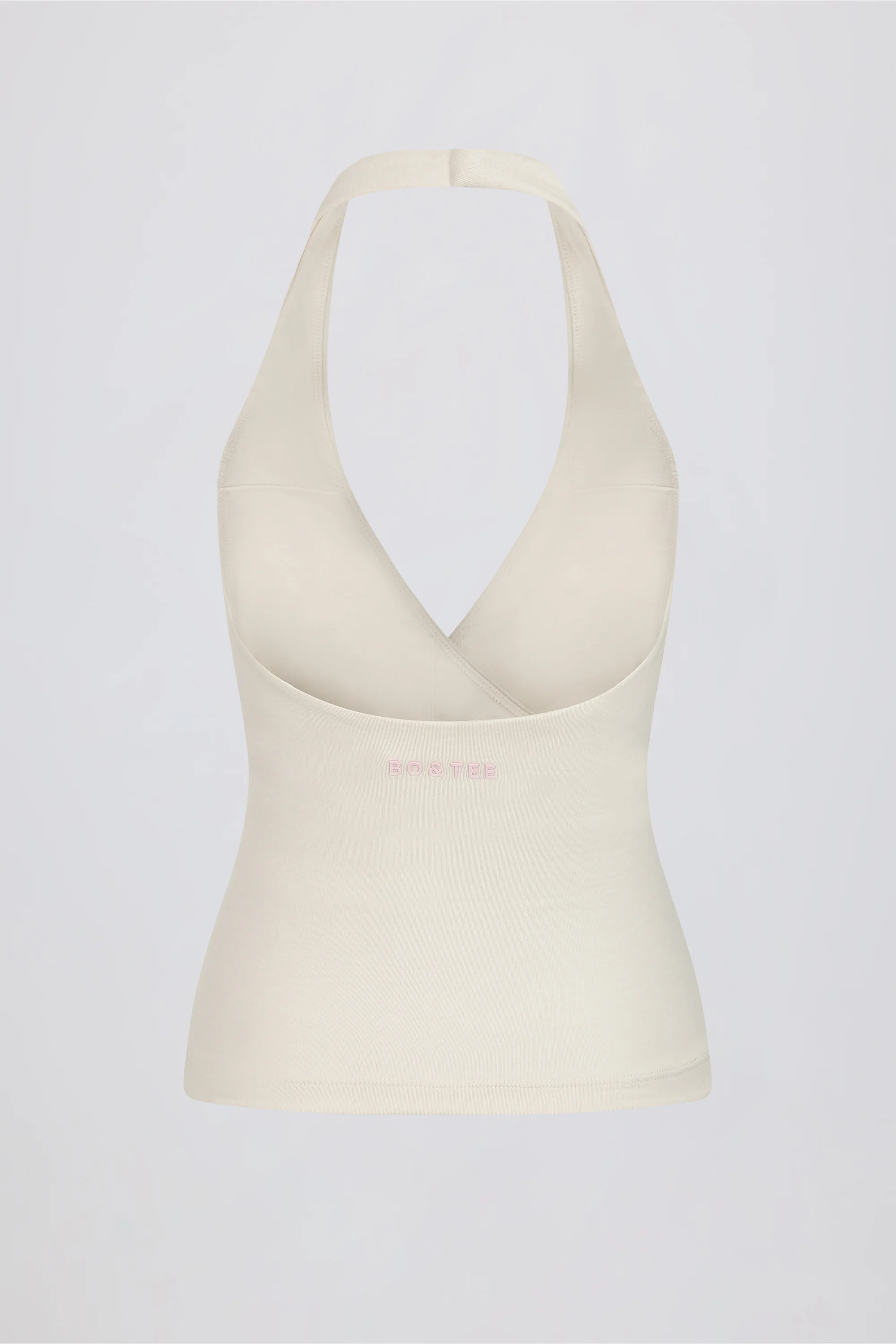 Wrap Halterneck Tank Top in Ivory Marl