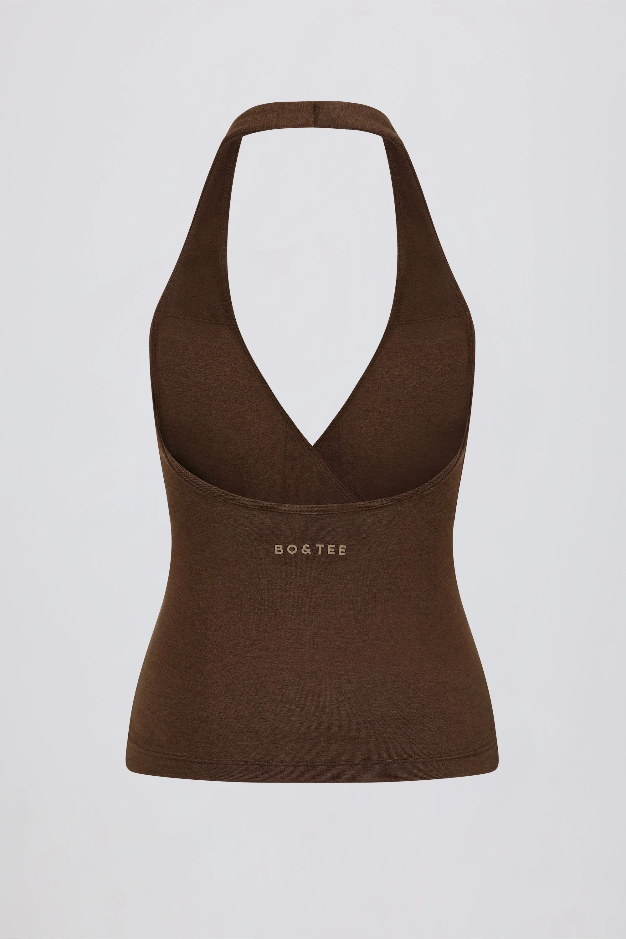 Wrap Halterneck Tank Top in Pecan Marl