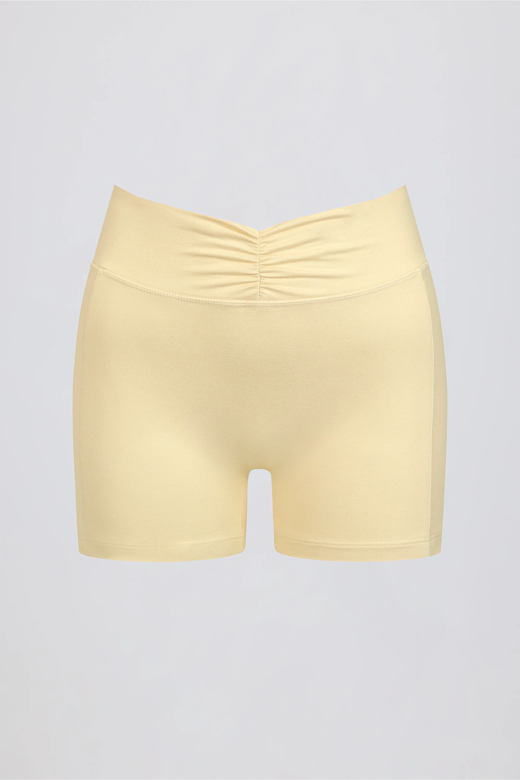 Ruched Mini Shorts in Lemon Marl