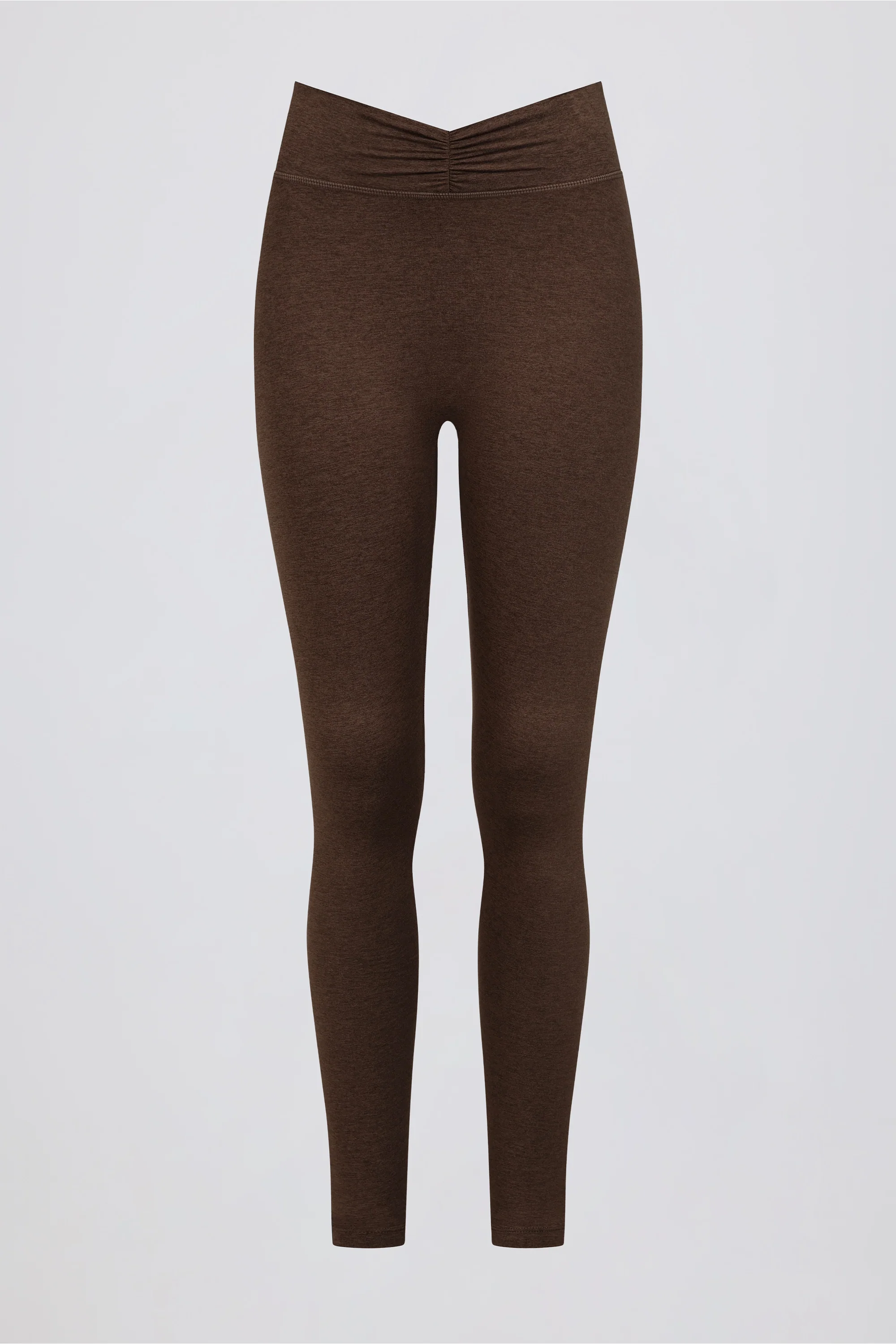 Ruched Mid-Rise Leggings in Pecan Marl