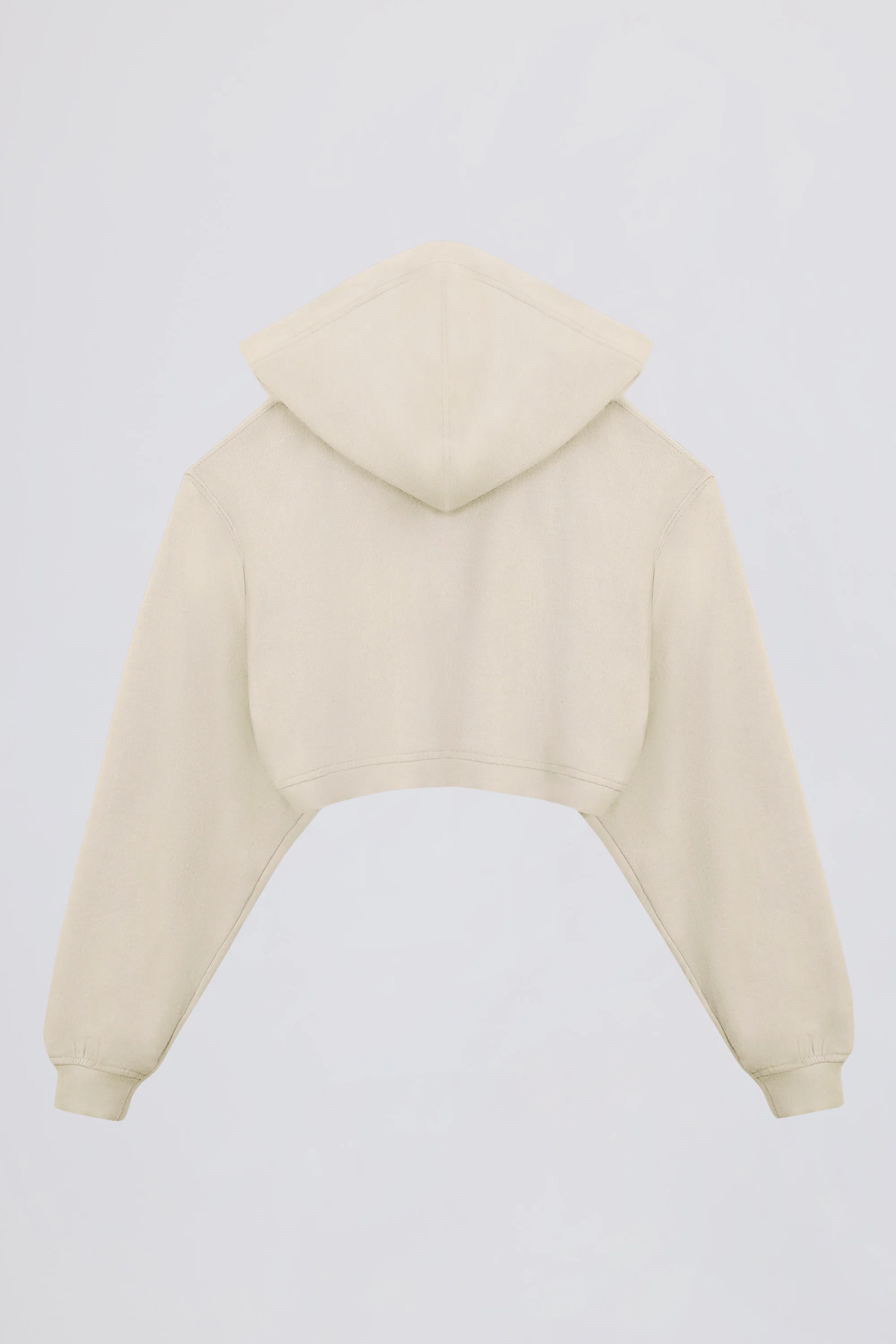 Brushed Jersey Hooded Cropped Shrug in Ecru