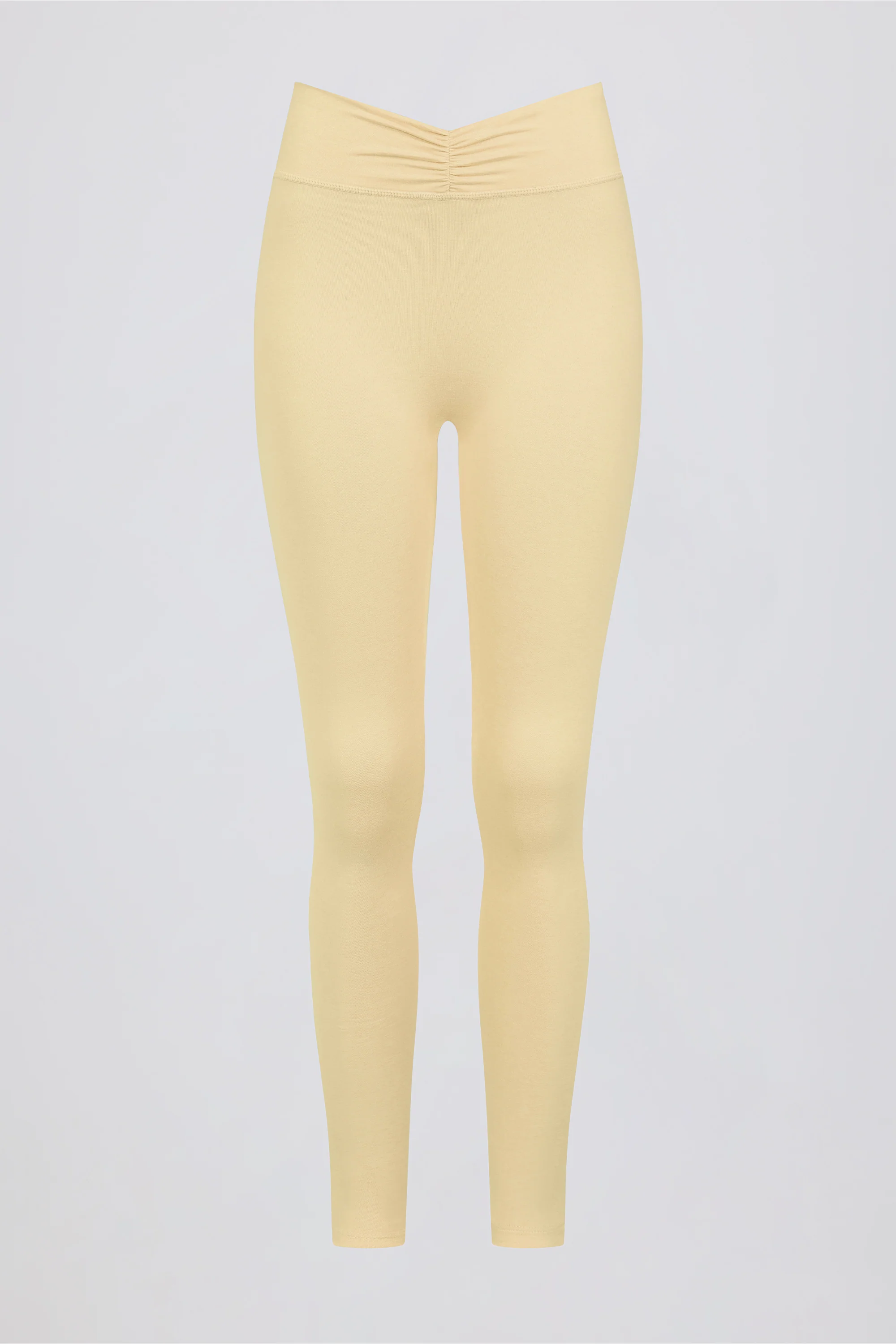 Ruched Mid-Rise Leggings in Lemon Marl