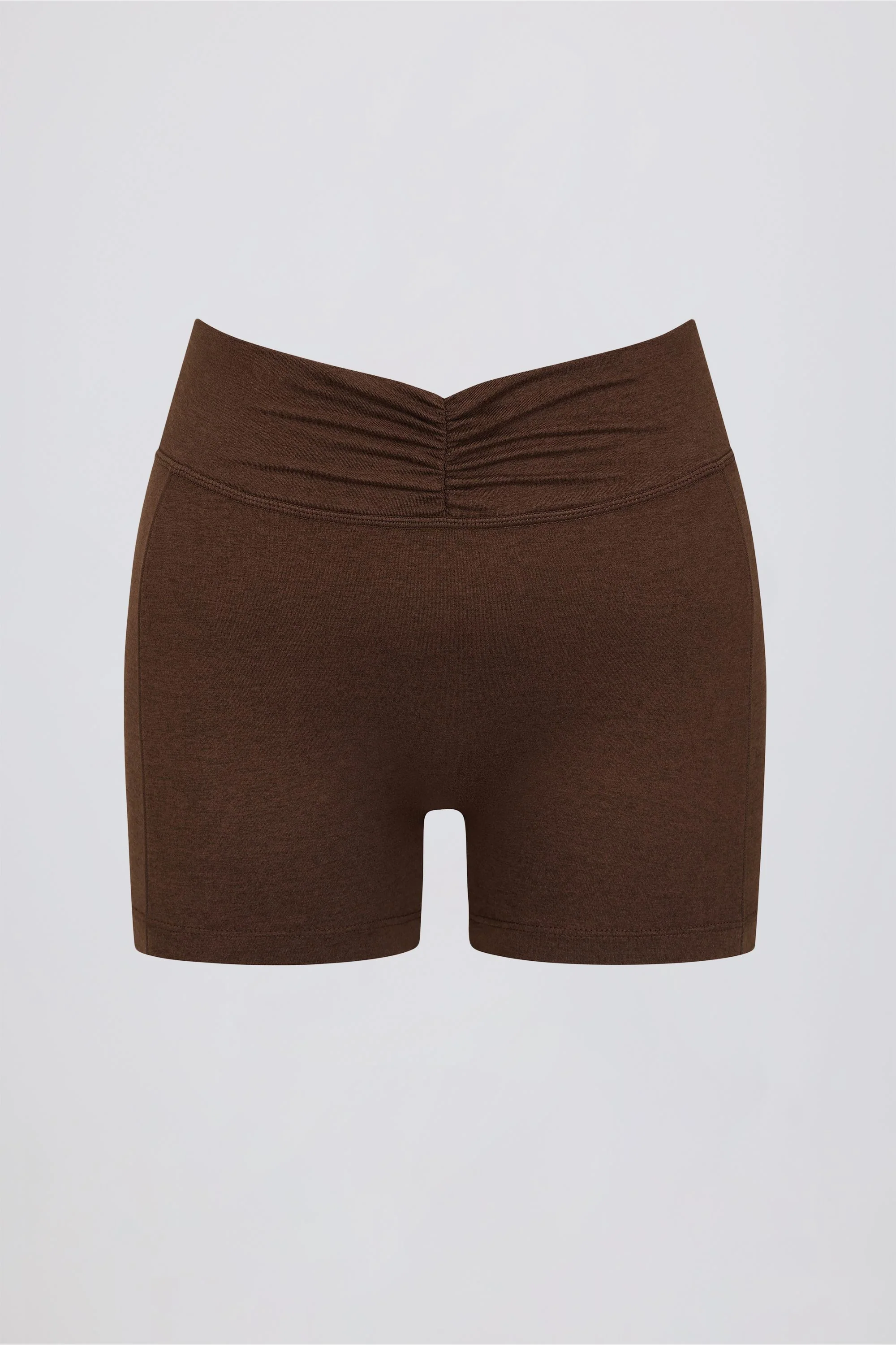 Ruched Mini Shorts in Pecan Marl