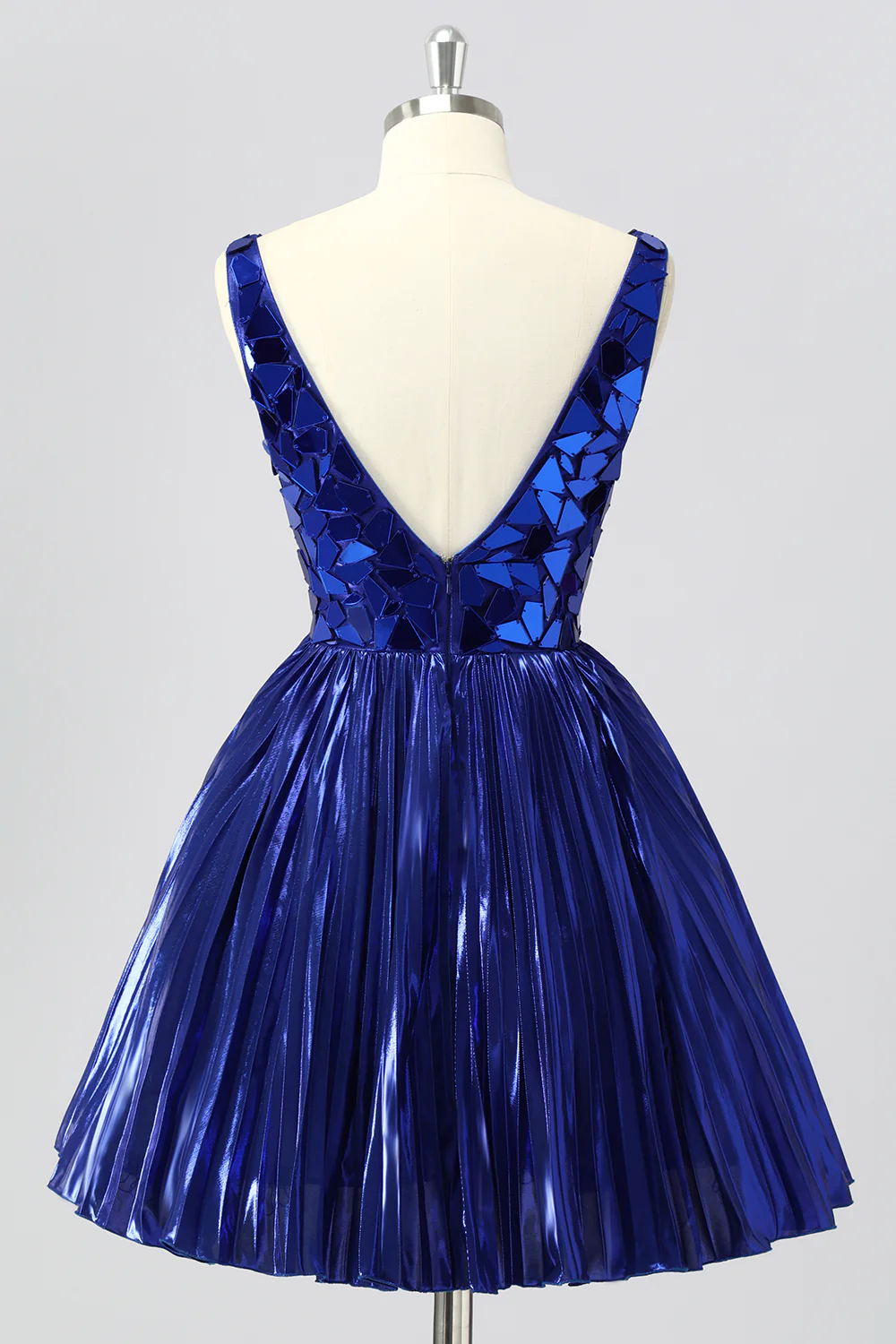 Sparkly Royal Blue Mirror A Line Metallic Short Homecoming Dress