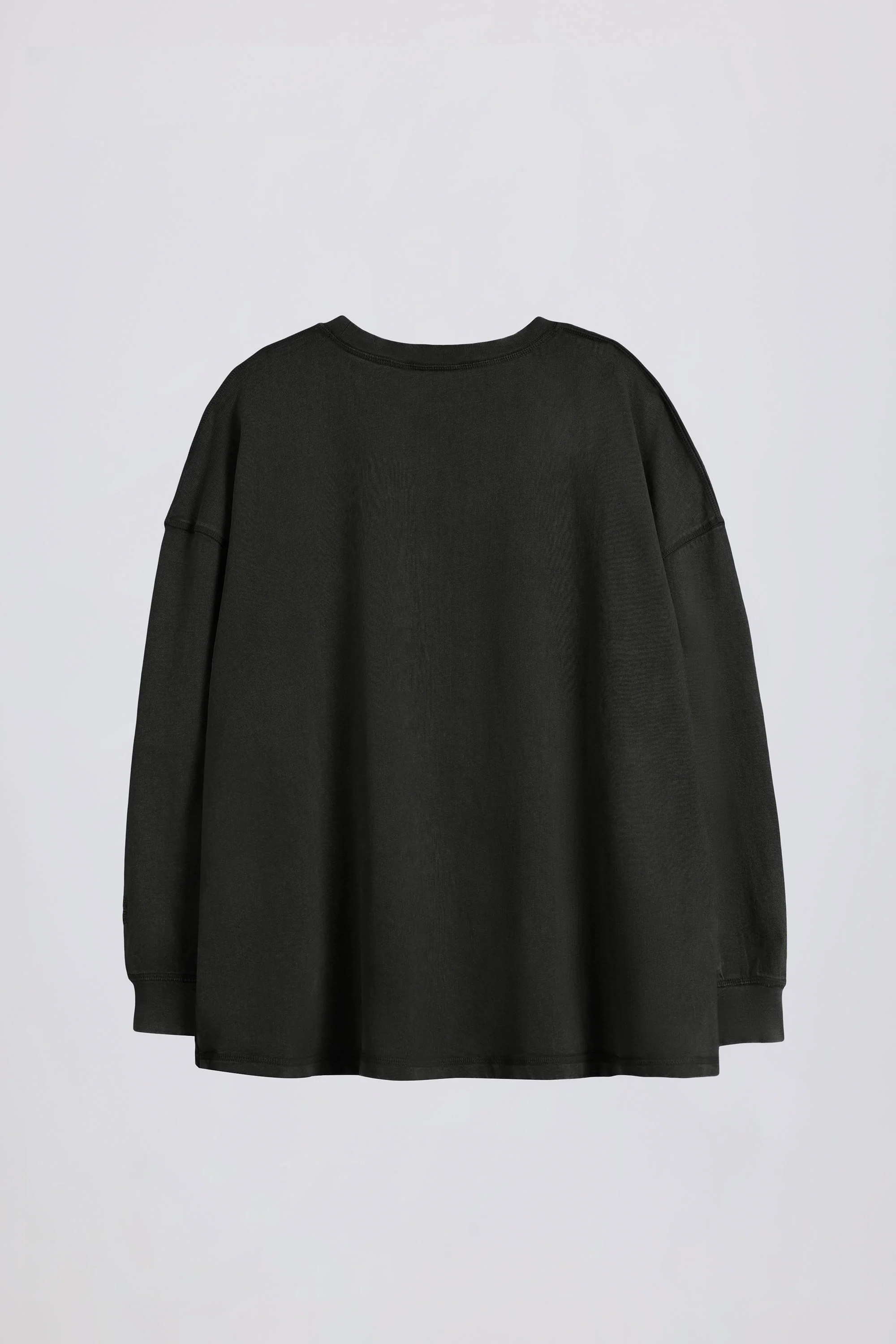 Acid Wash Long-Sleeve Oversized T-Shirt in Ash