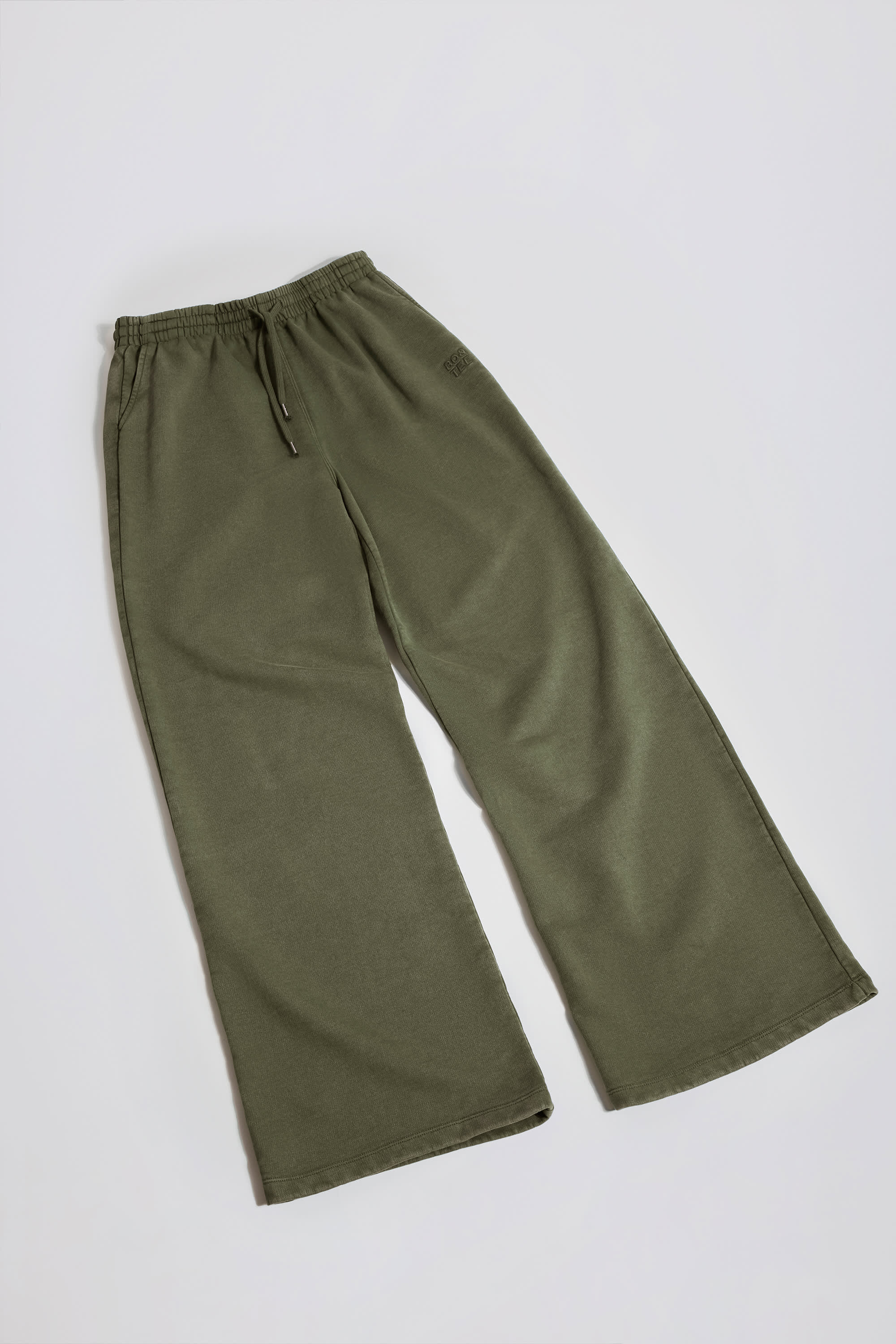 Acid Wash Wide-Leg Joggers in Light Green