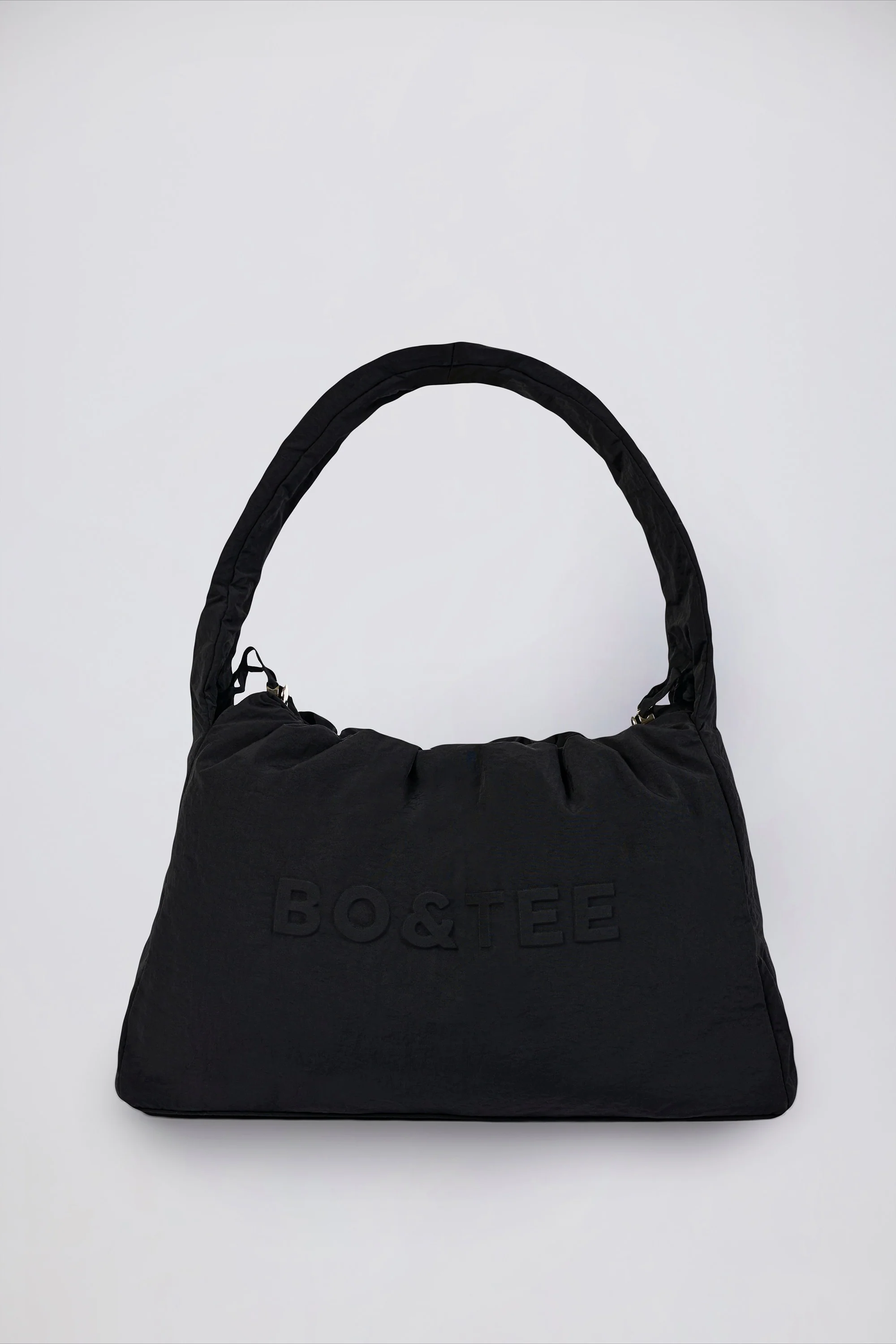 Drawstring Puffer Tote Bag in Black