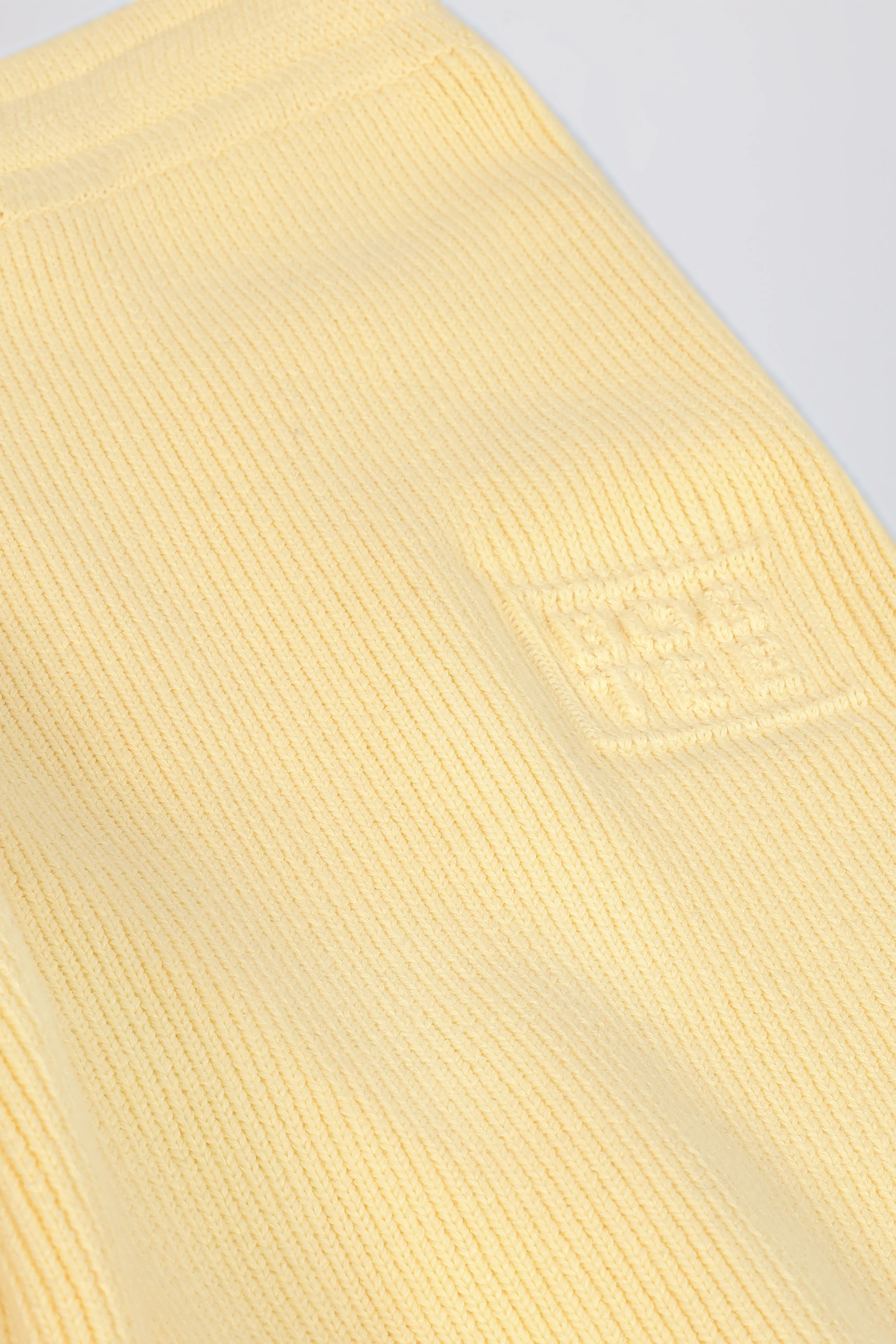 Ribbed-Knit Wide-Leg Joggers in Lemon