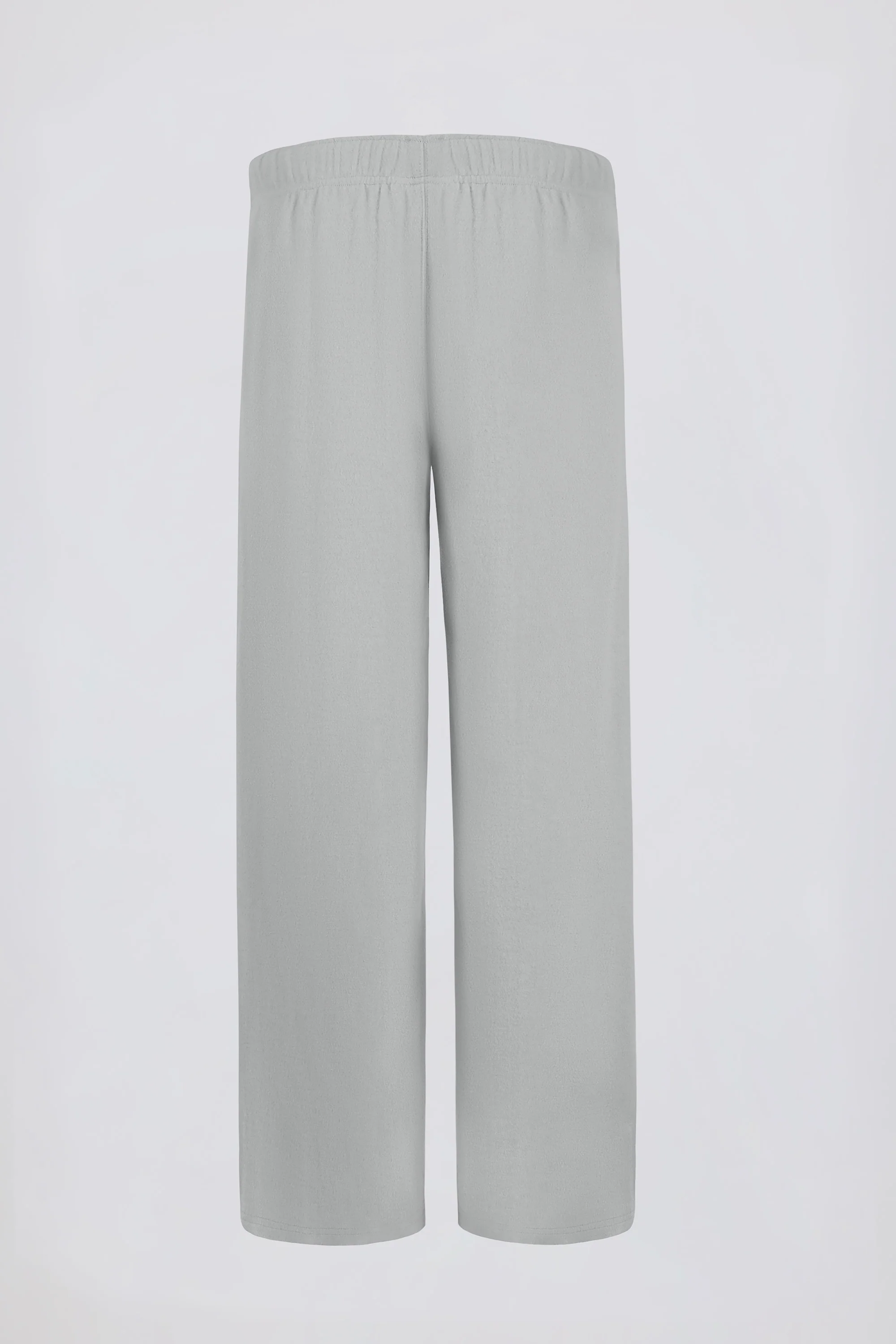 Brushed Jersey Wide-Leg Joggers in Fog Grey